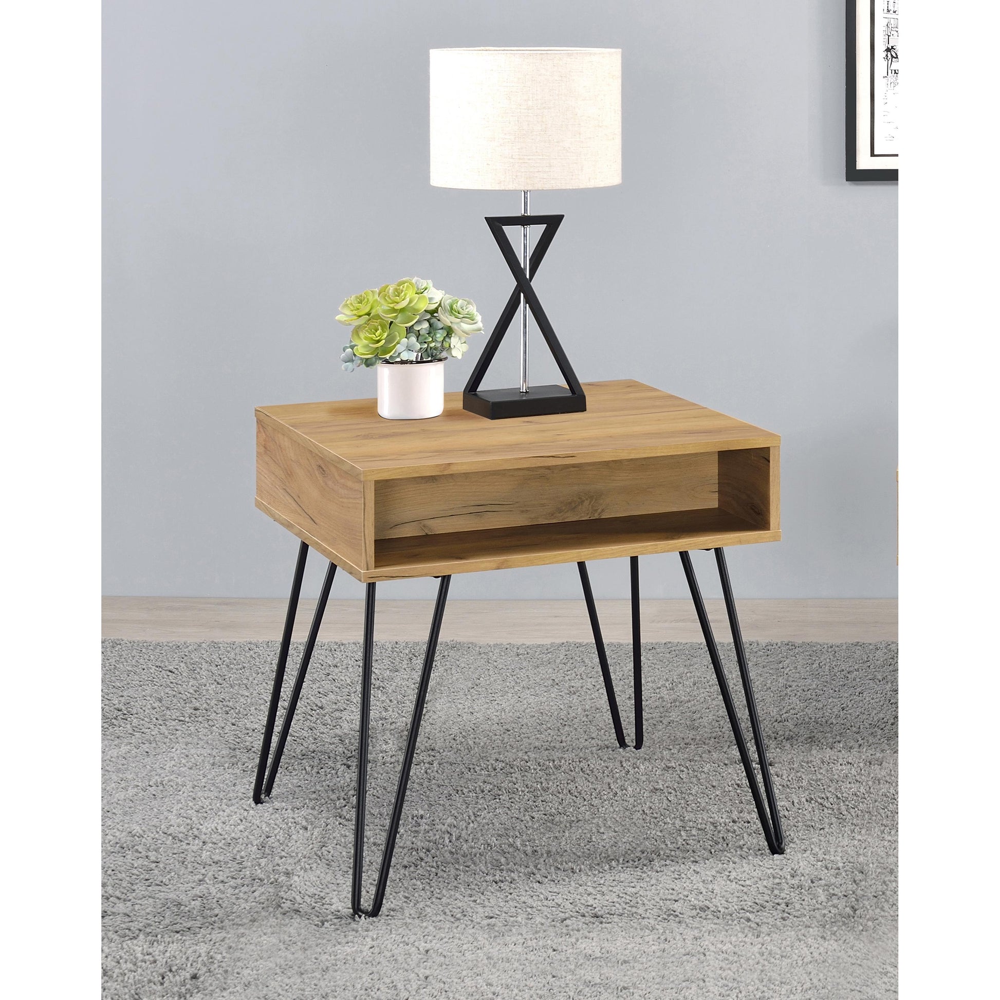  Coaster Furniture Fanning 723367 Engineered Wood Side End Table - Golden Oak IMAGE 3