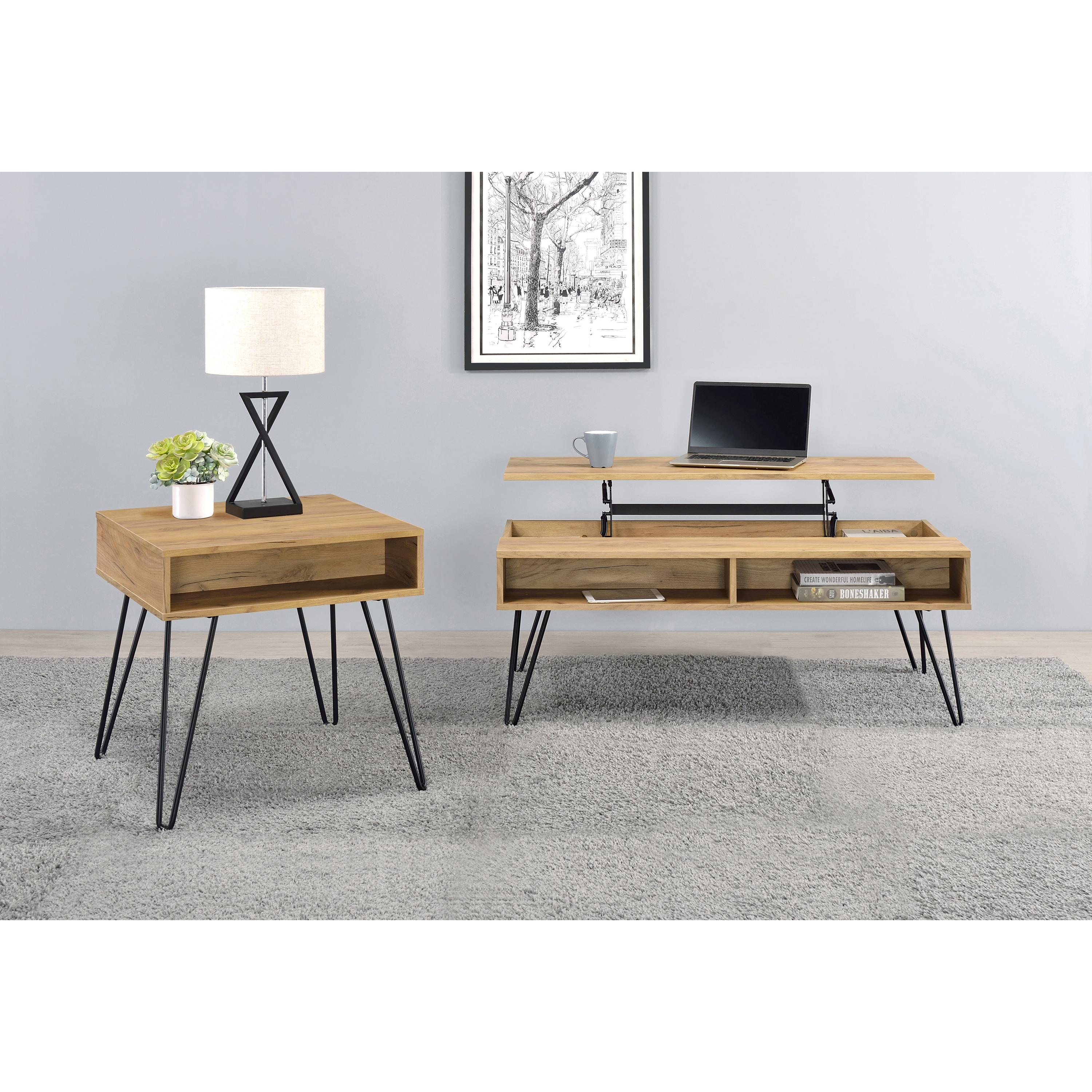  Coaster Furniture Fanning 723368 Engineered Wood Lift Top Coffee Table - Golden Oak IMAGE 4