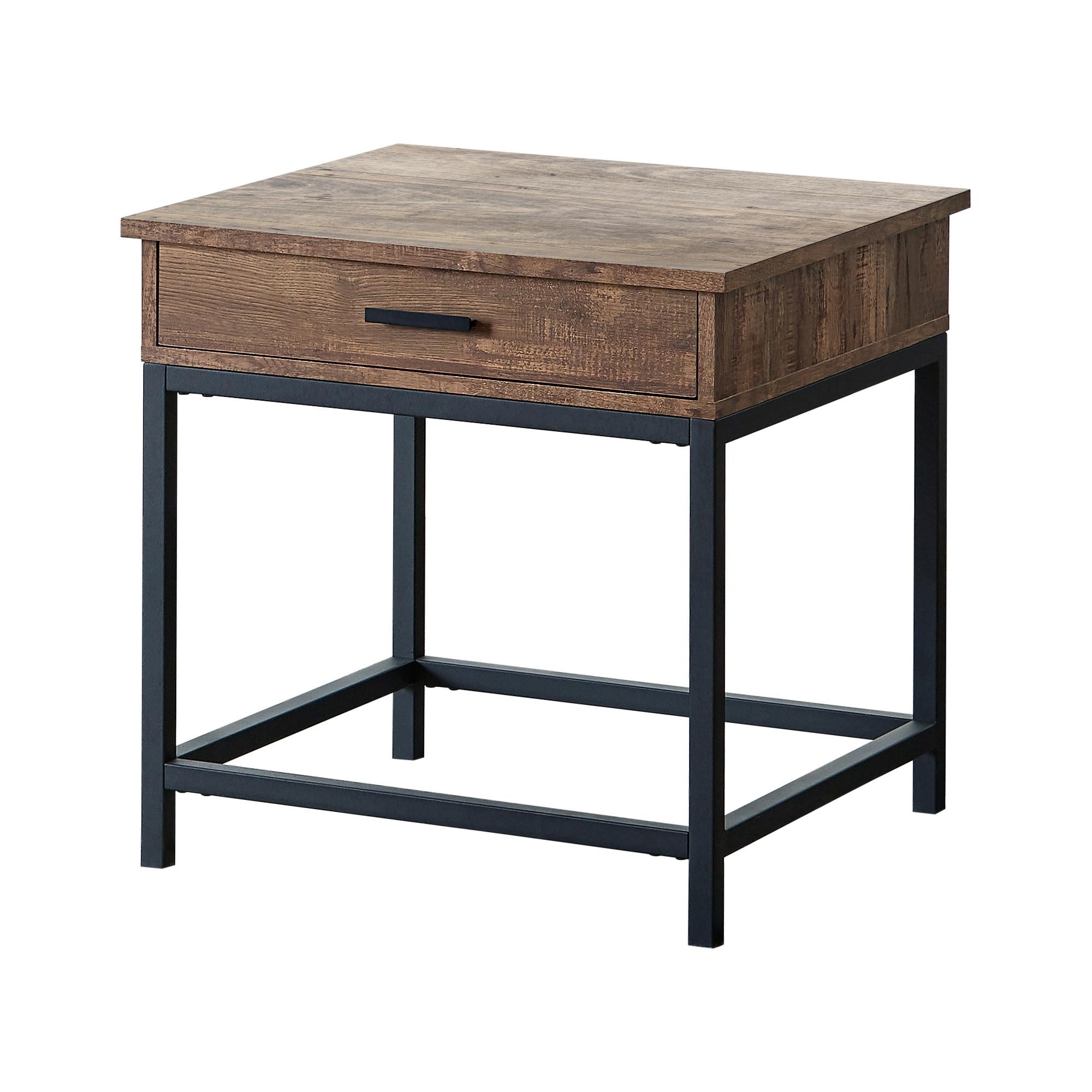  Coaster Furniture Byers 723777 1-Drawer Square Engineered Wood End Table - Brown Oak IMAGE 1