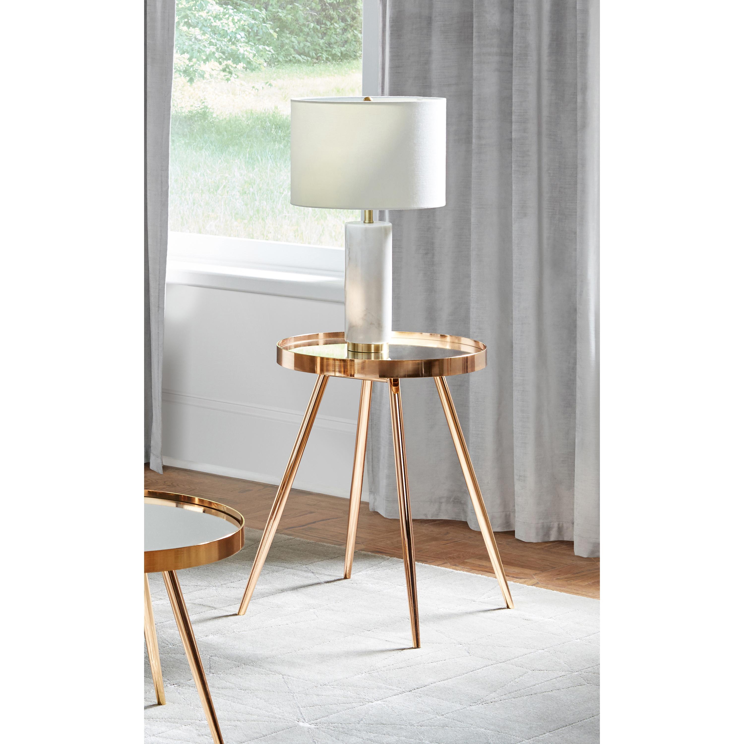  Coaster Furniture Kaelyn 723917 Round Mirror - Top End Side Table - Gold IMAGE 3