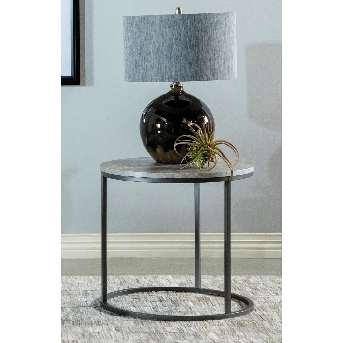  Coaster Furniture Lainey 736027 Round Faux Marble Side End Table - Grey IMAGE 1