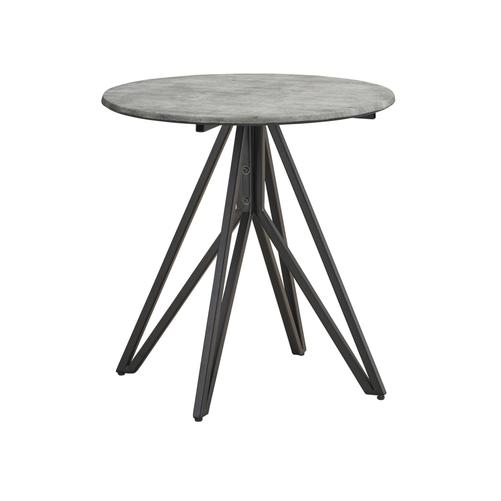  Coaster Furniture Hadi 736177 Round SmartTop Side End Table - Cement and Gunmetal IMAGE 3