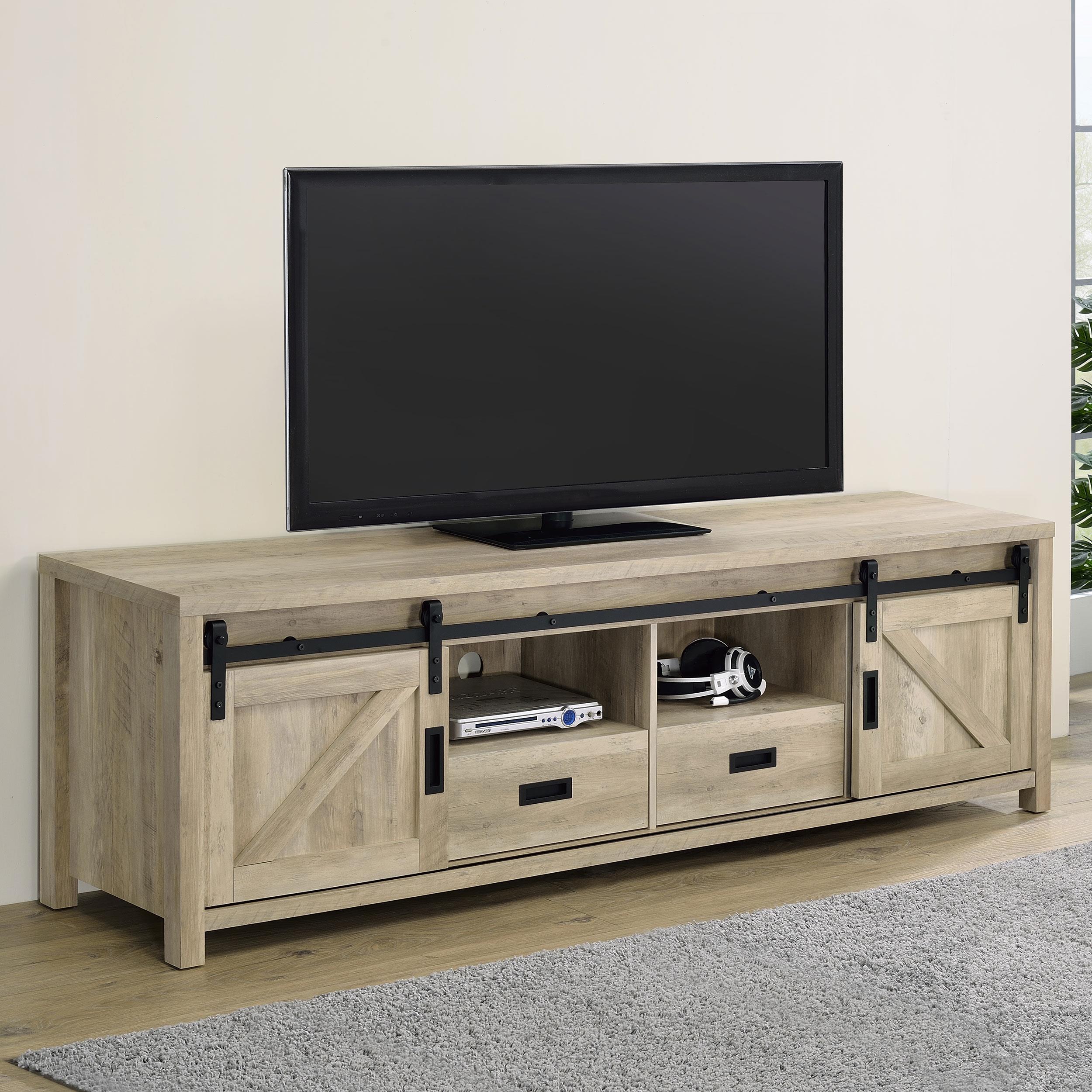  Coaster Furniture Madra 736263 2-door Engineered Wood 79" TV Stand - Distressed Pine IMAGE 11