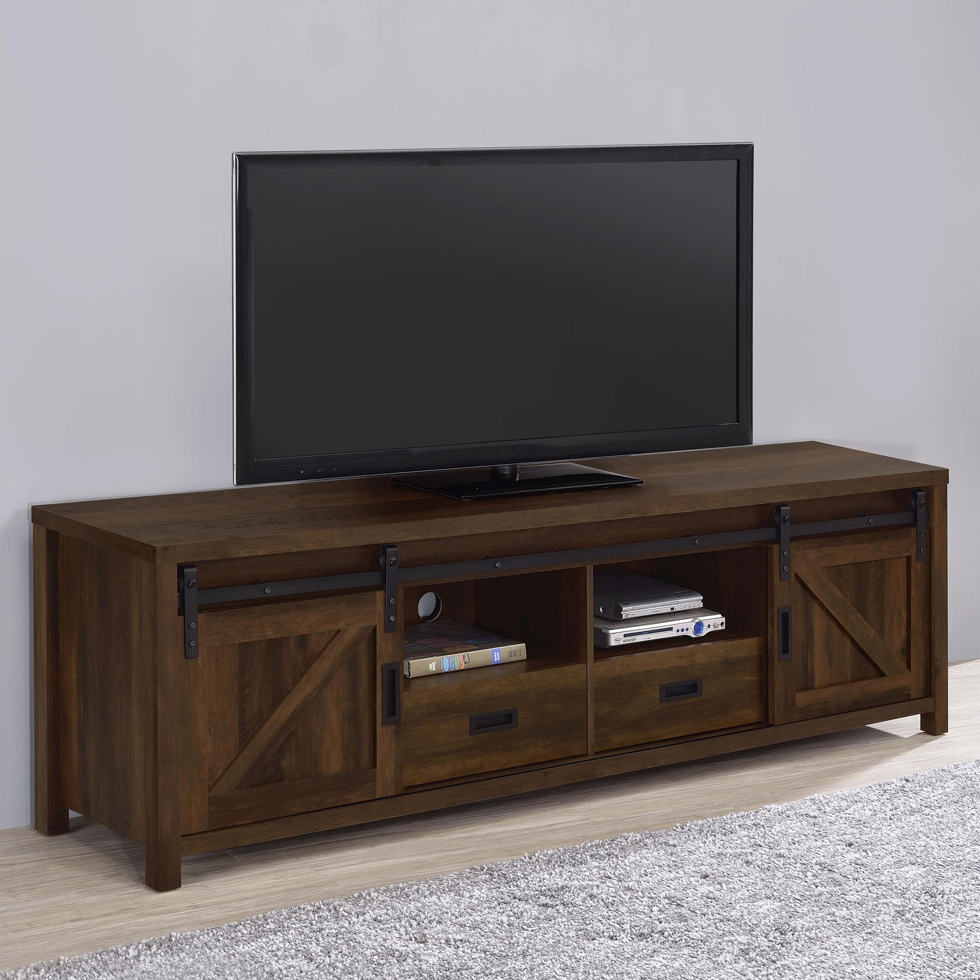  Coaster Furniture Madra 736273 2-door Engineered Wood 79" TV Stand - Dark Pine IMAGE 11