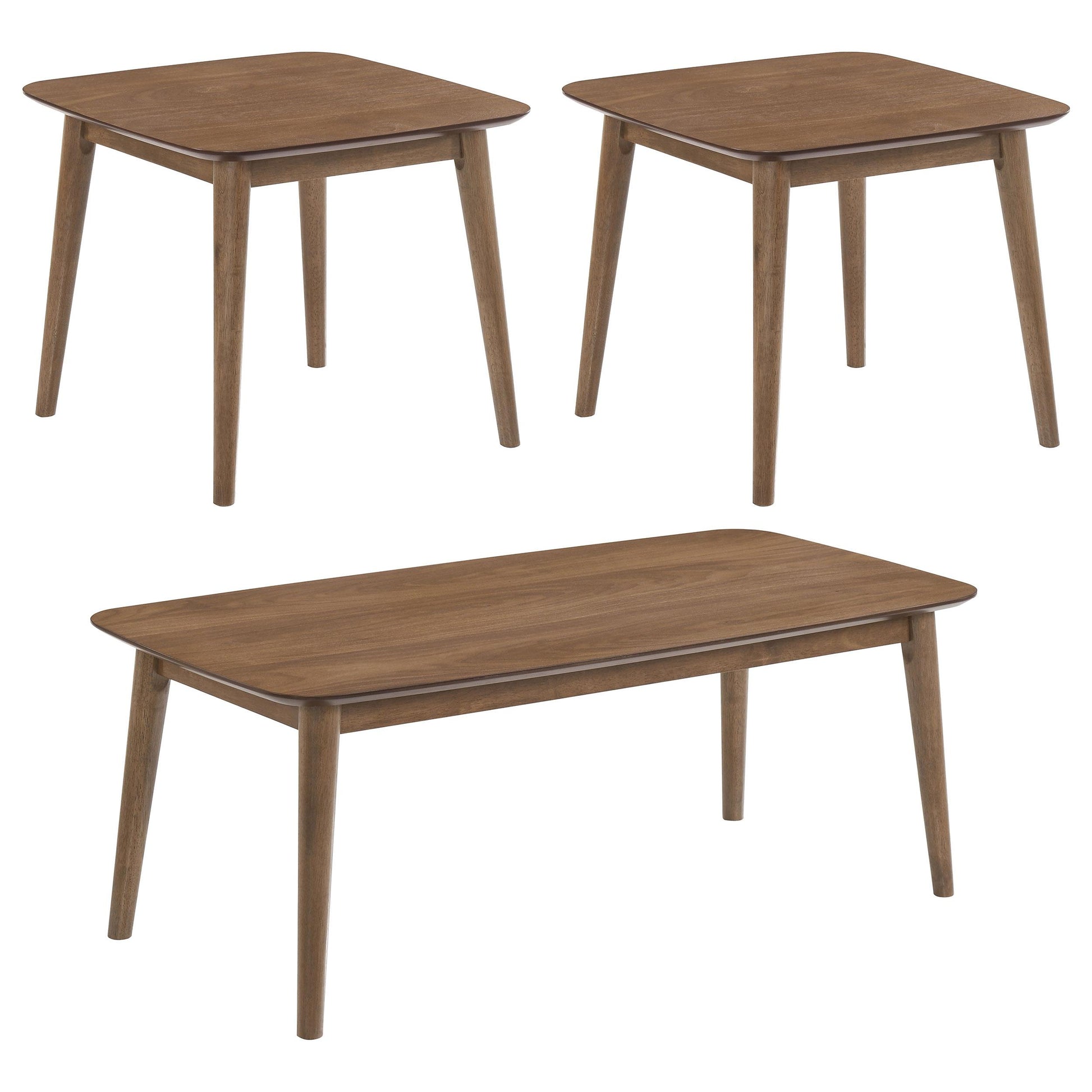  Coaster Furniture Radley 753524 3-piece Rectangular Coffee Table Set - Natural Walnut IMAGE 1