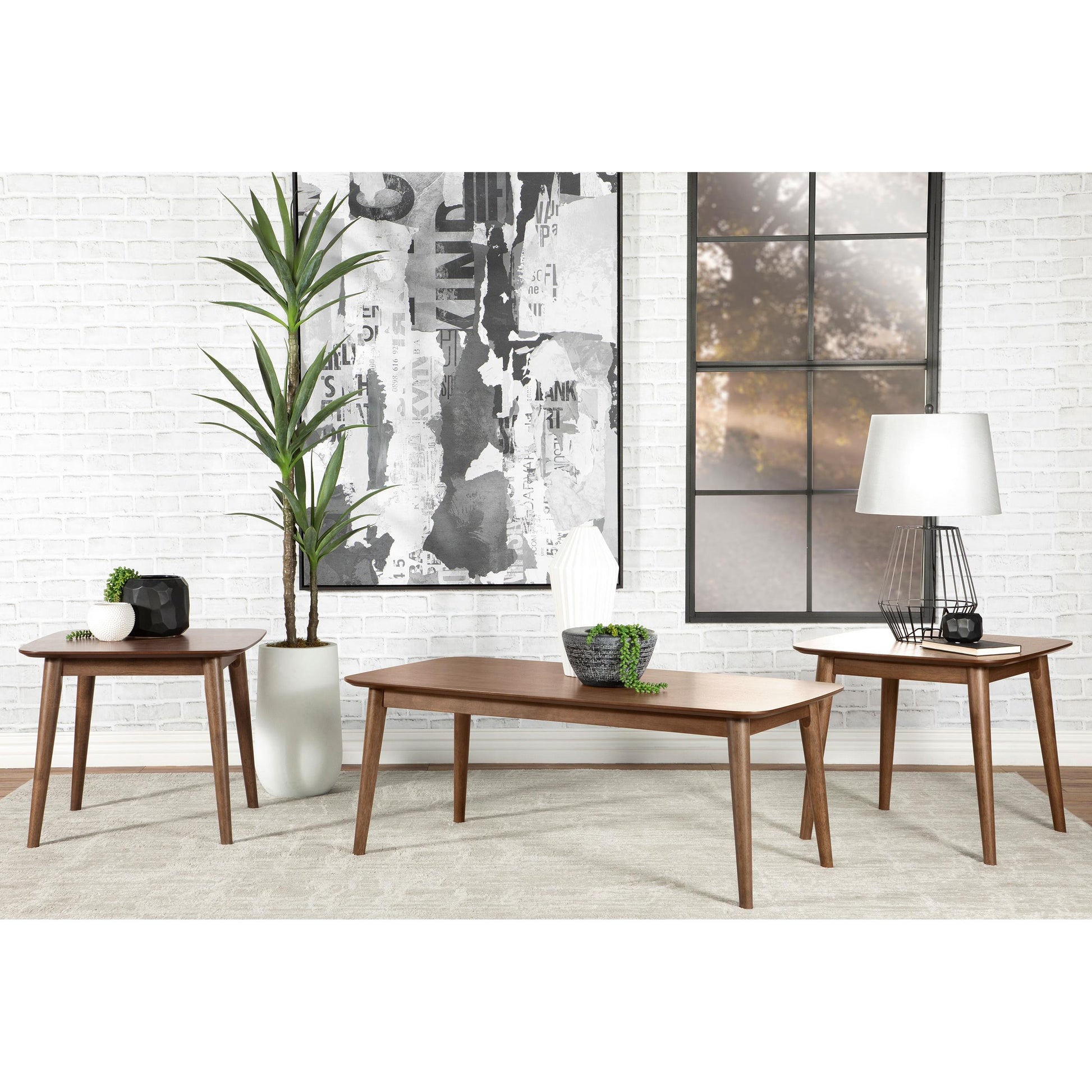  Coaster Furniture Radley 753524 3-piece Rectangular Coffee Table Set - Natural Walnut IMAGE 8