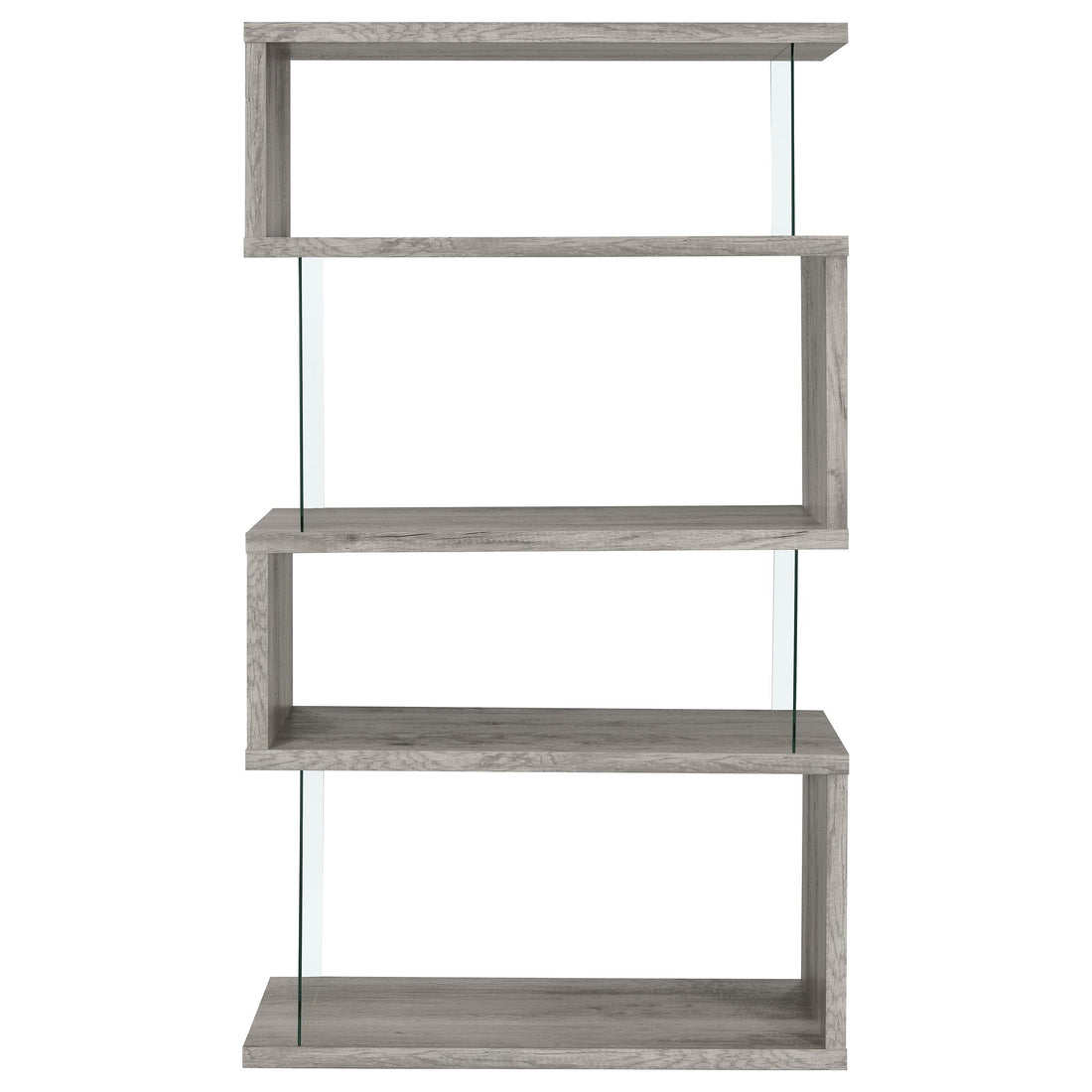  Coaster Furniture Emelle 802340 63-inch 4-shelf Glass Panel Bookshelf - Grey Driftwood IMAGE 1