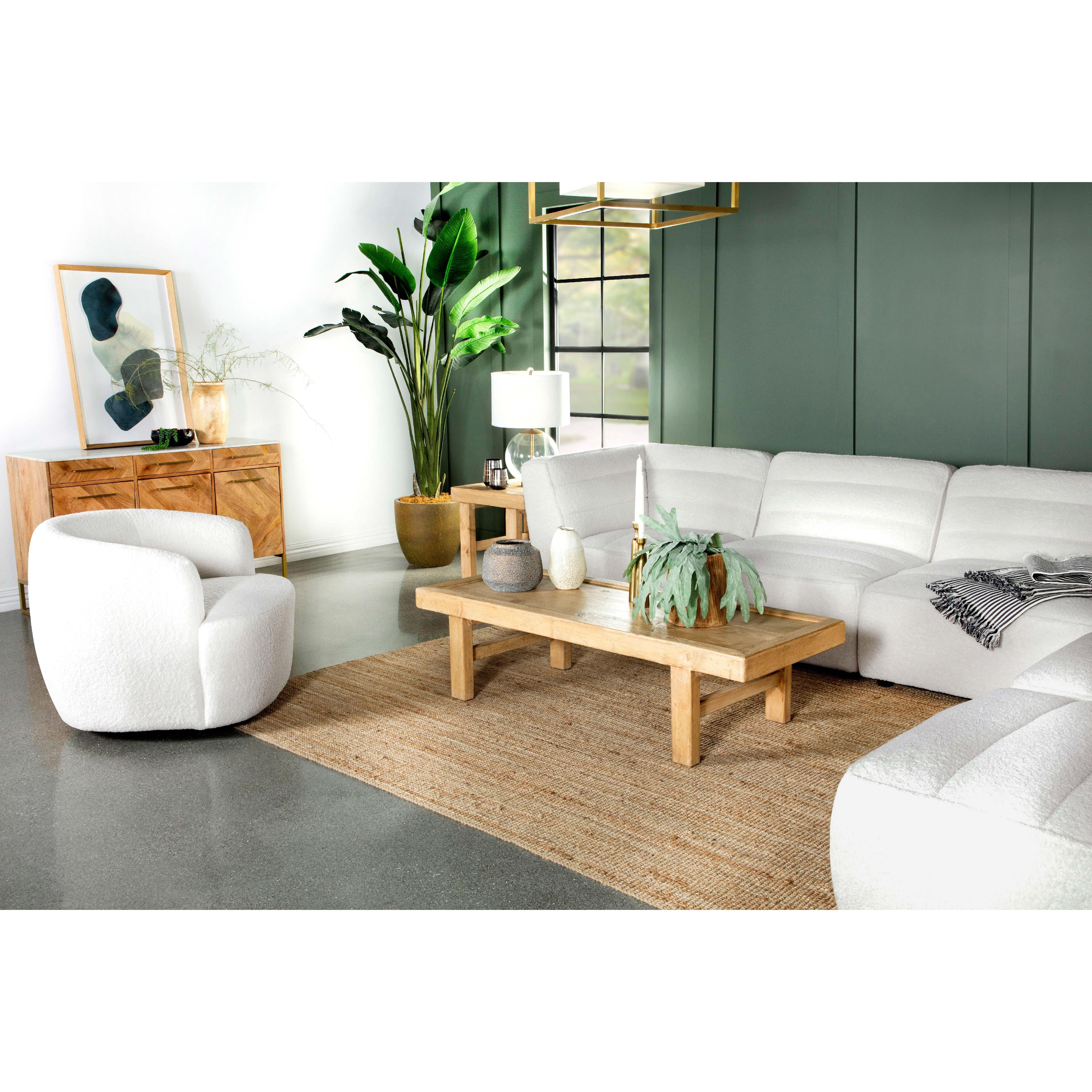  Coaster Furniture Hudson 905726 Faux Sheepskin Upholstered Swivel Chair - Natural IMAGE 11