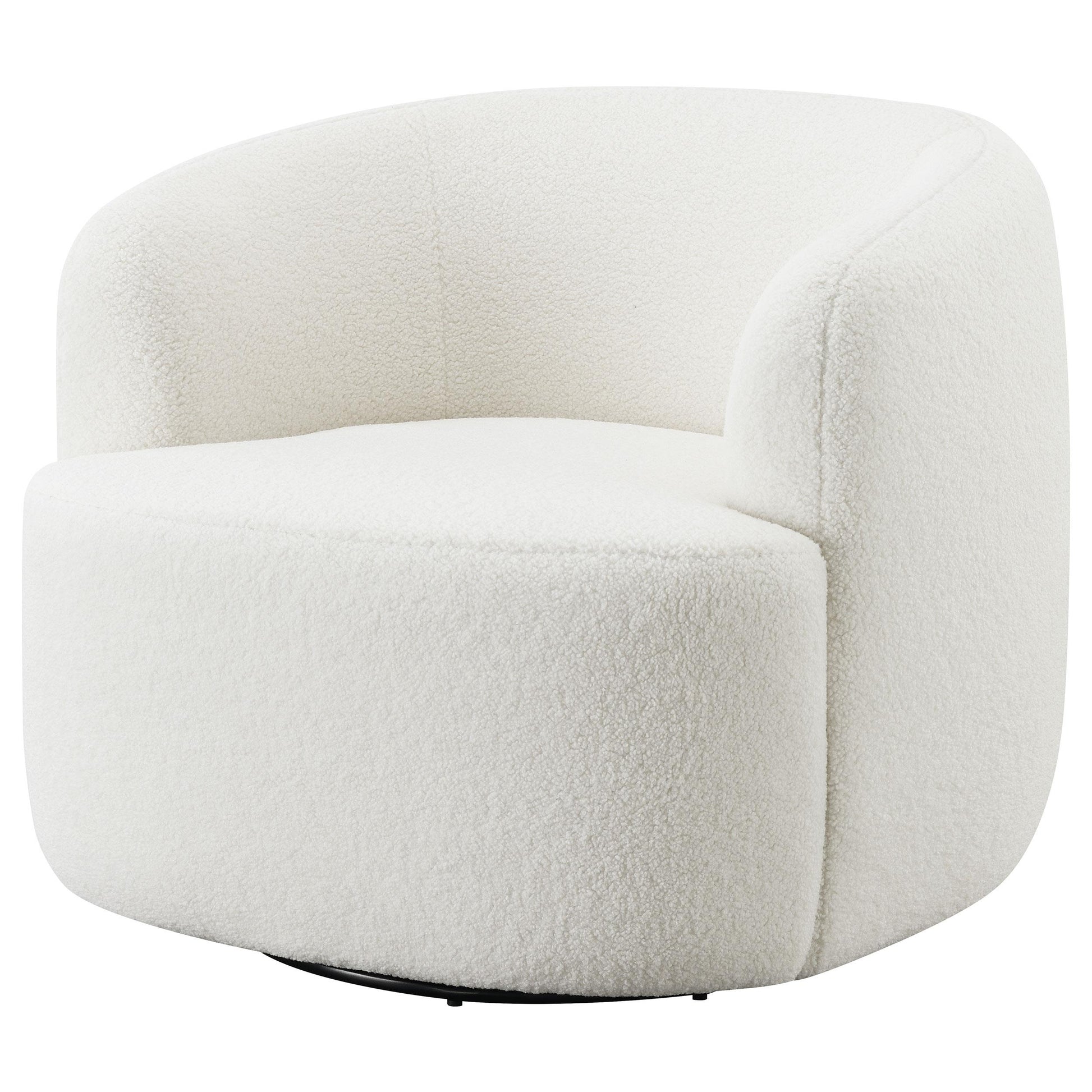  Coaster Furniture Hudson 905726 Faux Sheepskin Upholstered Swivel Chair - Natural IMAGE 3