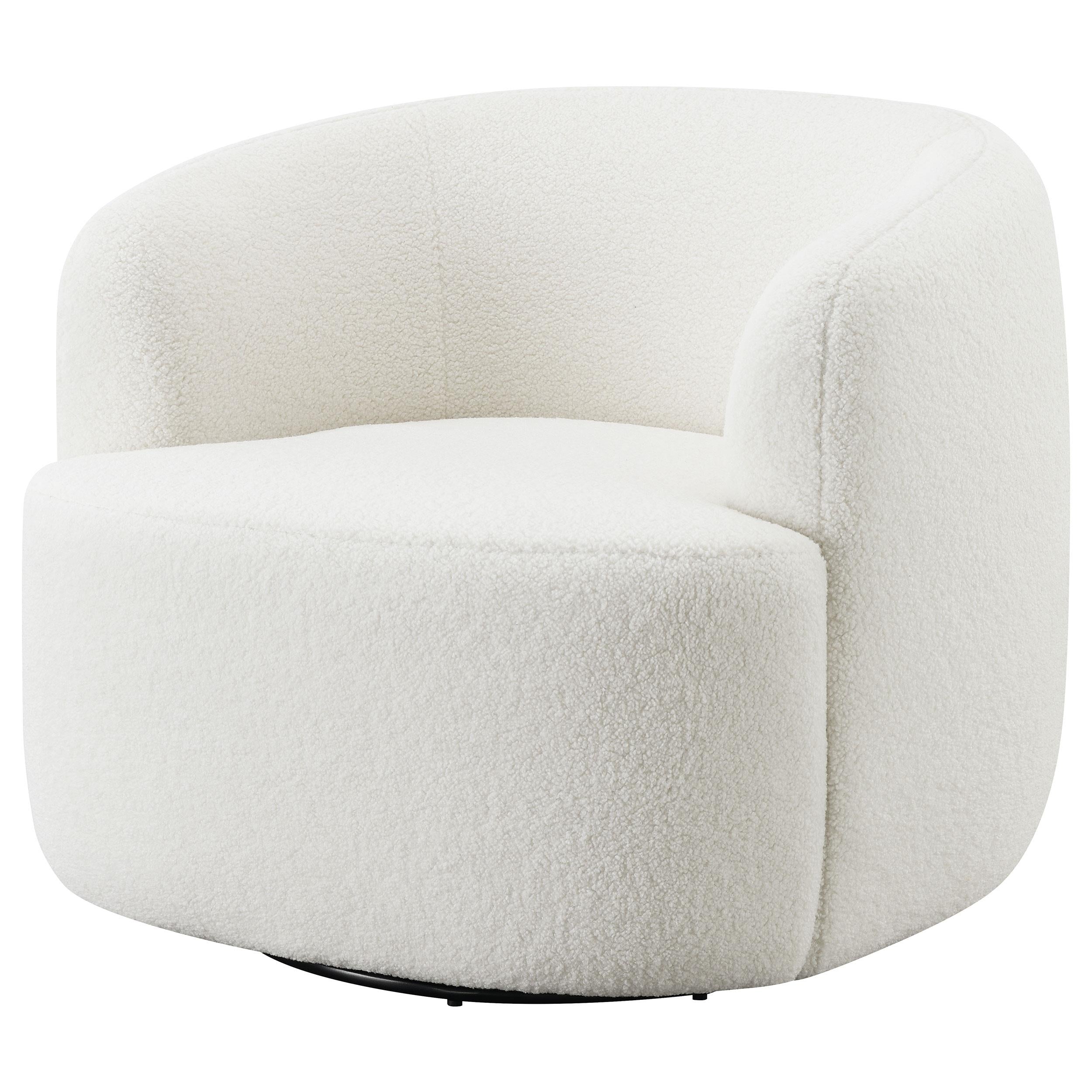  Coaster Furniture Hudson 905726 Faux Sheepskin Upholstered Swivel Chair - Natural IMAGE 3