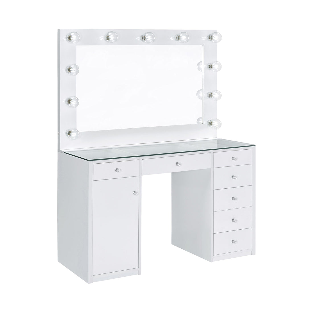  Coaster Furniture Acena 931143 7-Drawer Vanity Set with Lighting - White High Gloss IMAGE 1