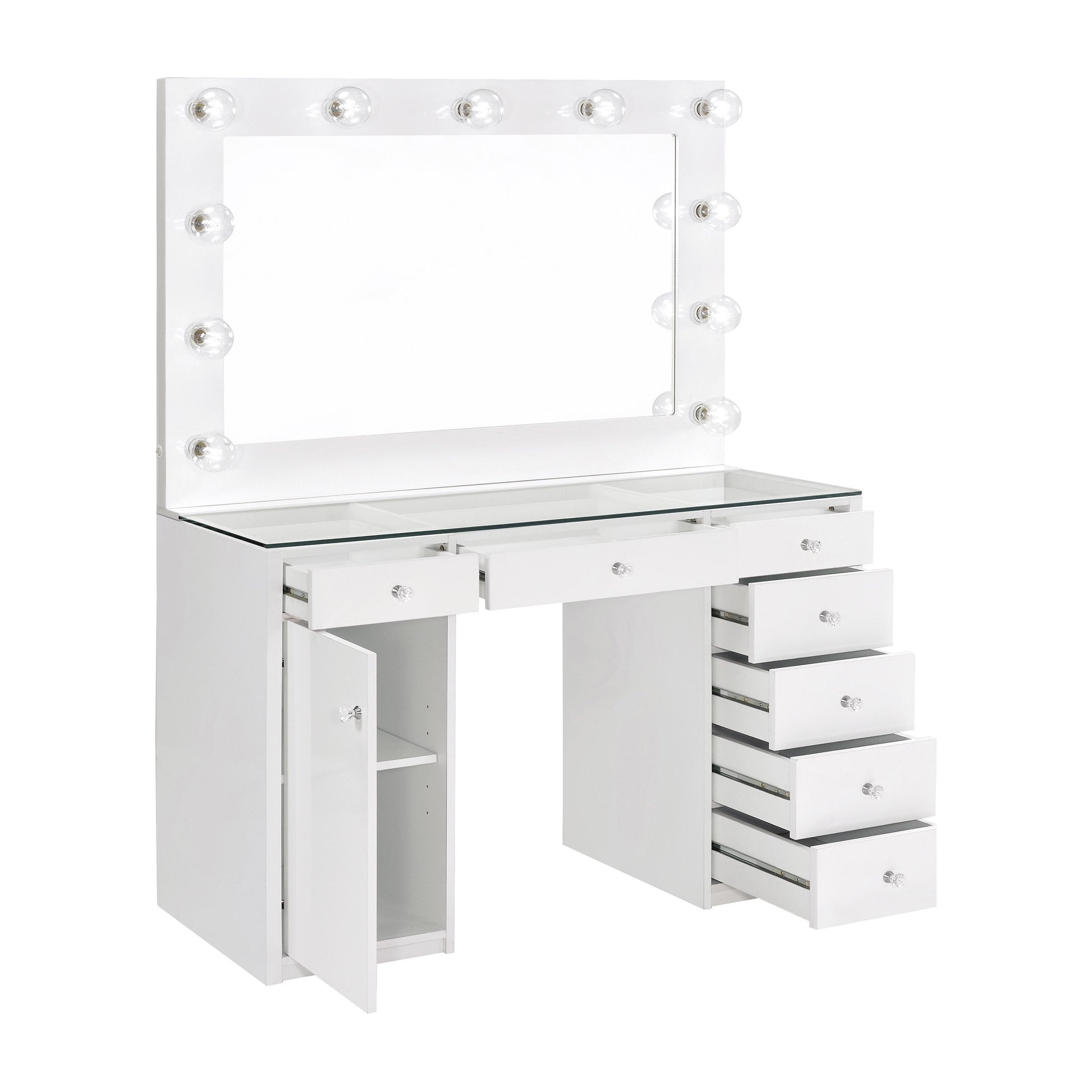  Coaster Furniture Acena 931143 7-Drawer Vanity Set with Lighting - White High Gloss IMAGE 3