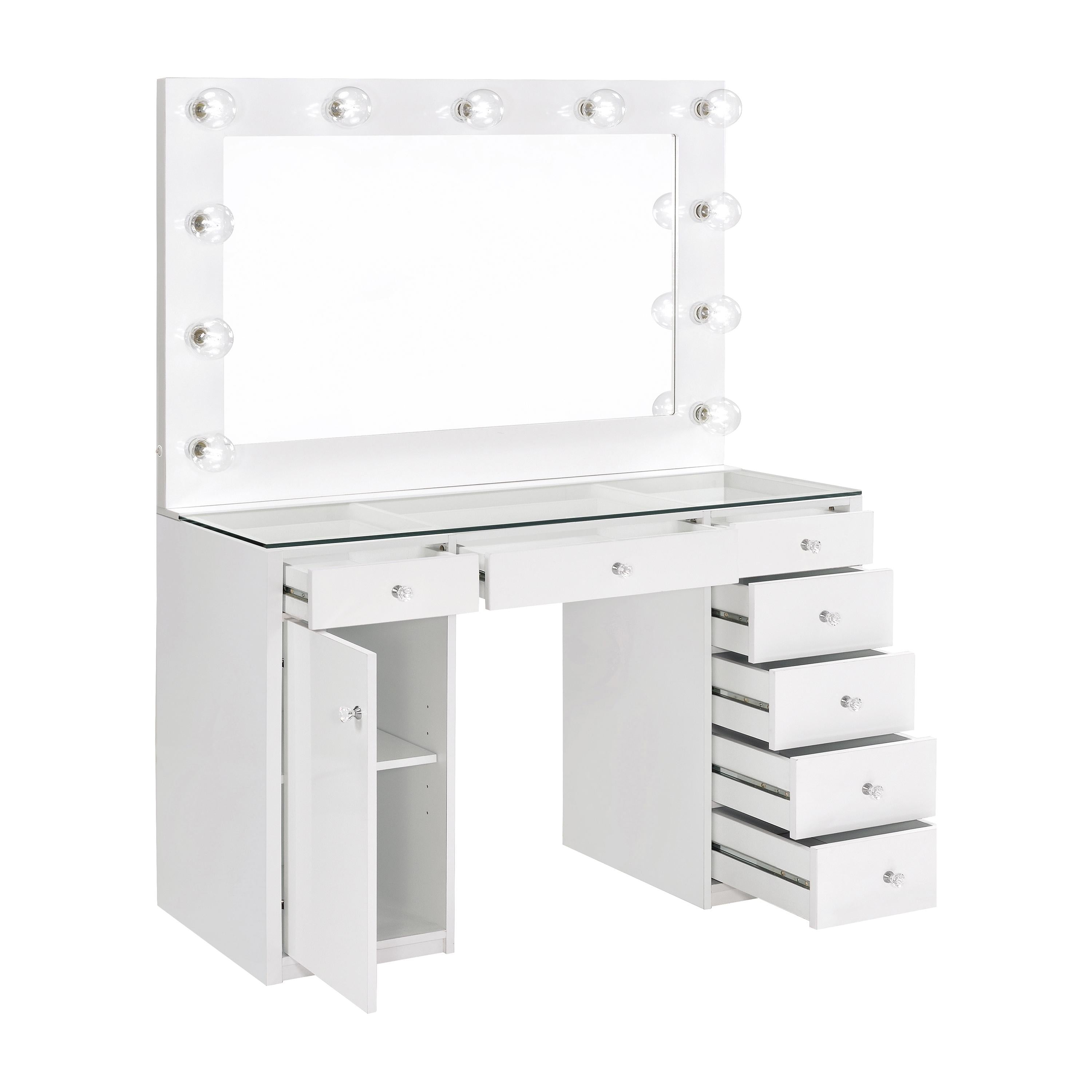  Coaster Furniture Acena 931143 7-Drawer Vanity Set with Lighting - White High Gloss IMAGE 3