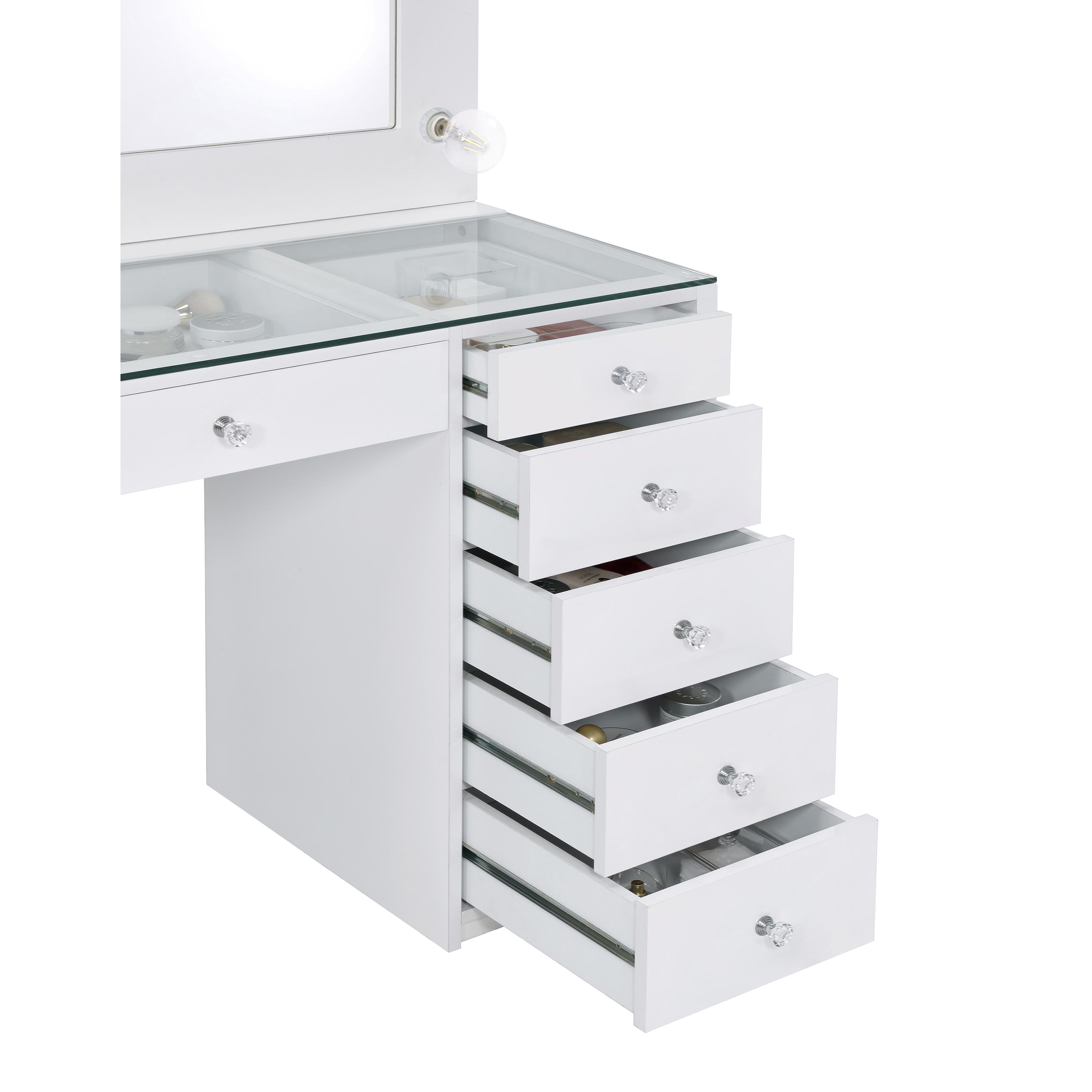  Coaster Furniture Acena 931143 7-Drawer Vanity Set with Lighting - White High Gloss IMAGE 5