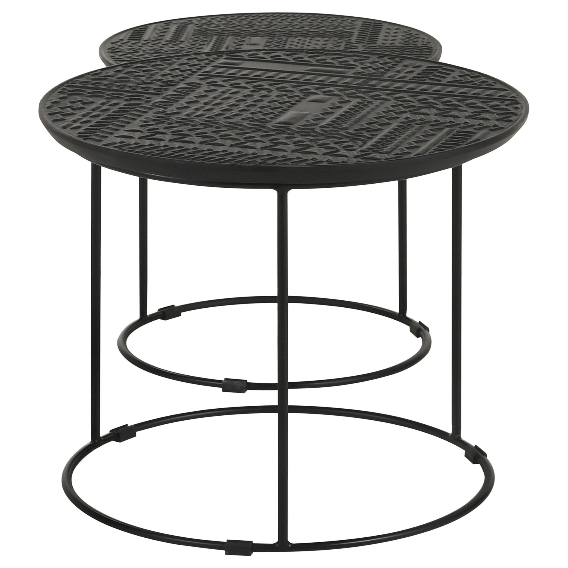  Coaster Furniture Loannis 935842 2-piece Round Mango Wood Nesting Table - Matte Black IMAGE 5