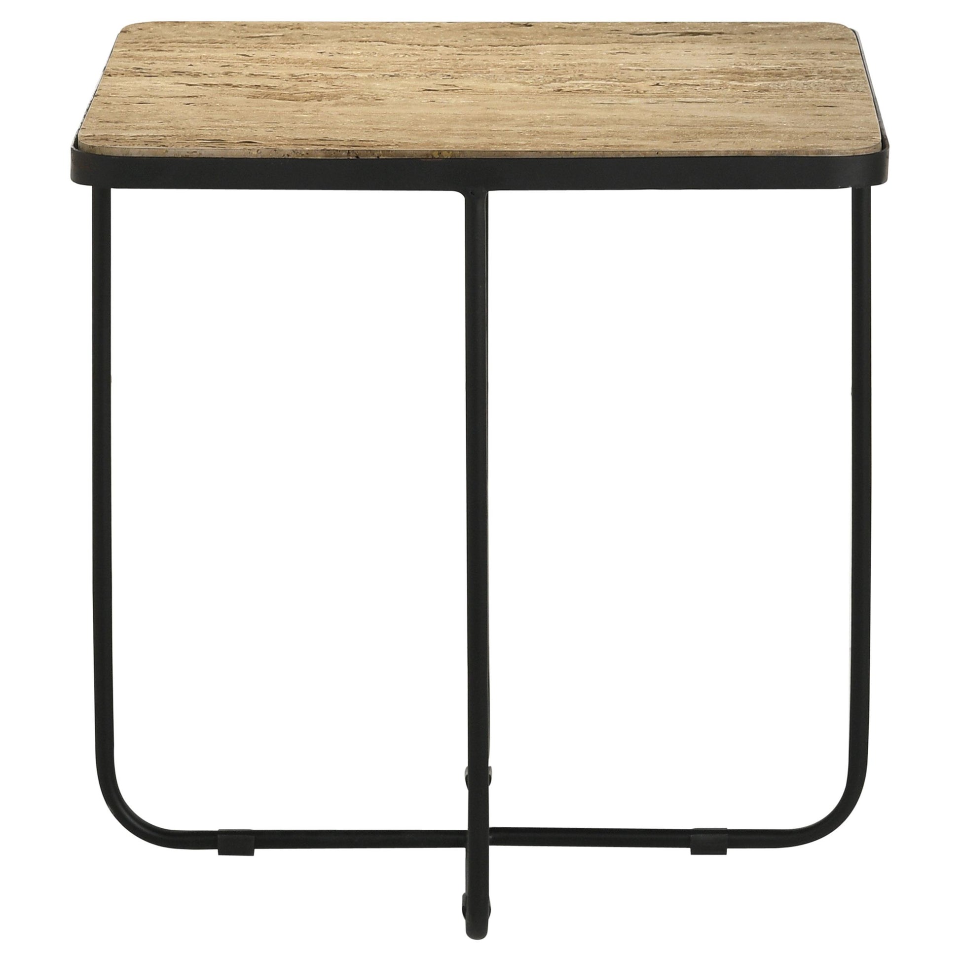  Coaster Furniture Elyna 935855 Square Stone Top Accent Side Table - Beige IMAGE 1