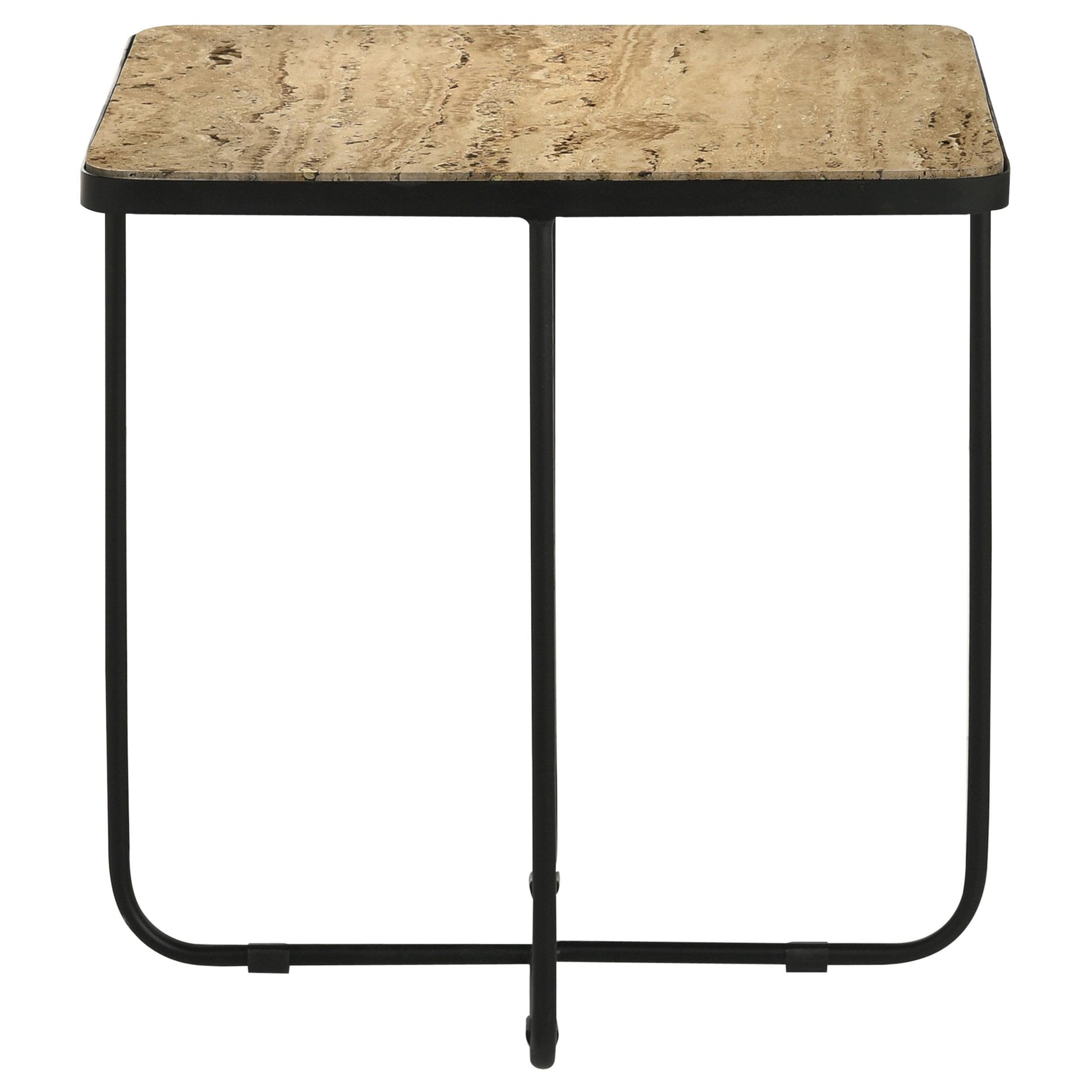  Coaster Furniture Elyna 935855 Square Stone Top Accent Side Table - Beige IMAGE 3