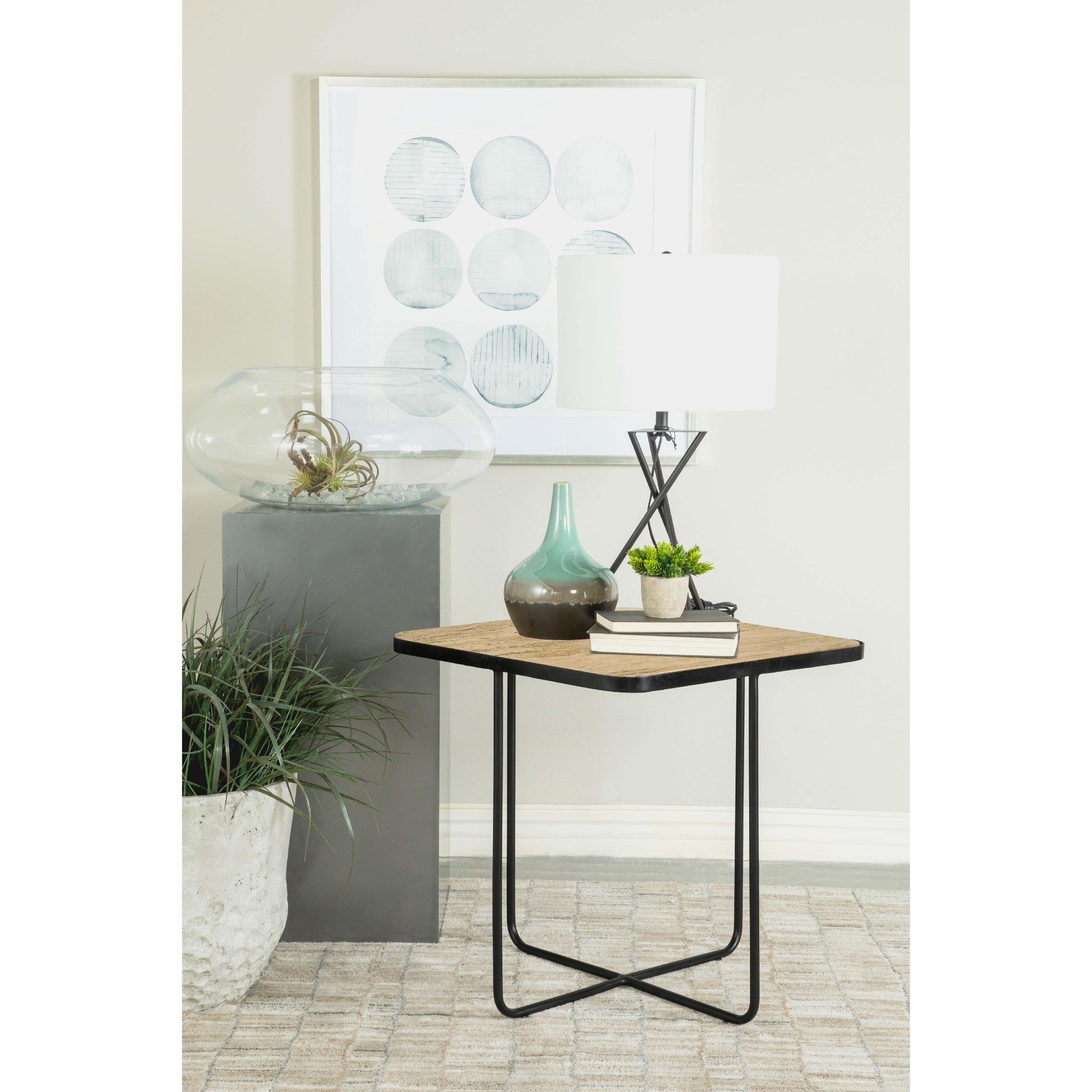  Coaster Furniture Elyna 935855 Square Stone Top Accent Side Table - Beige IMAGE 4