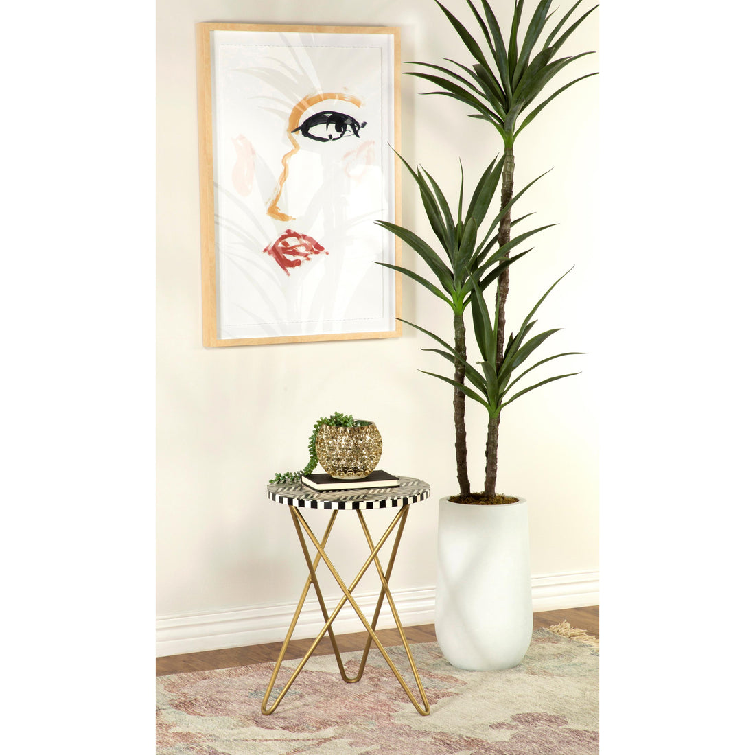  Coaster Furniture Xenia 935878 Round Bone Inlay Accent Side Table - White and Gold IMAGE 1