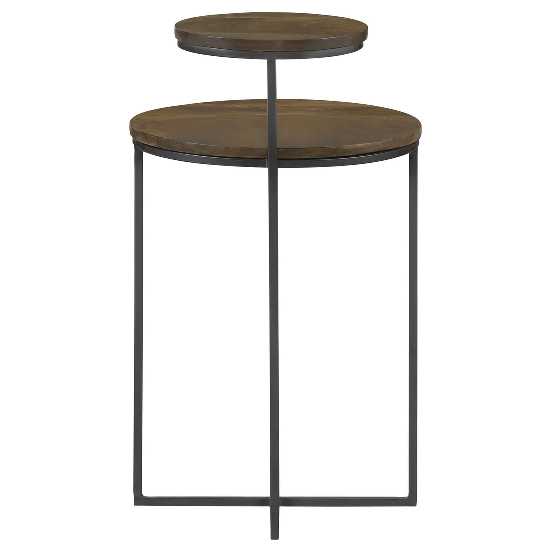  Coaster Furniture Yael 935980 Round Mango Wood Accent Side Table - Natural and Gunmetal IMAGE 1
