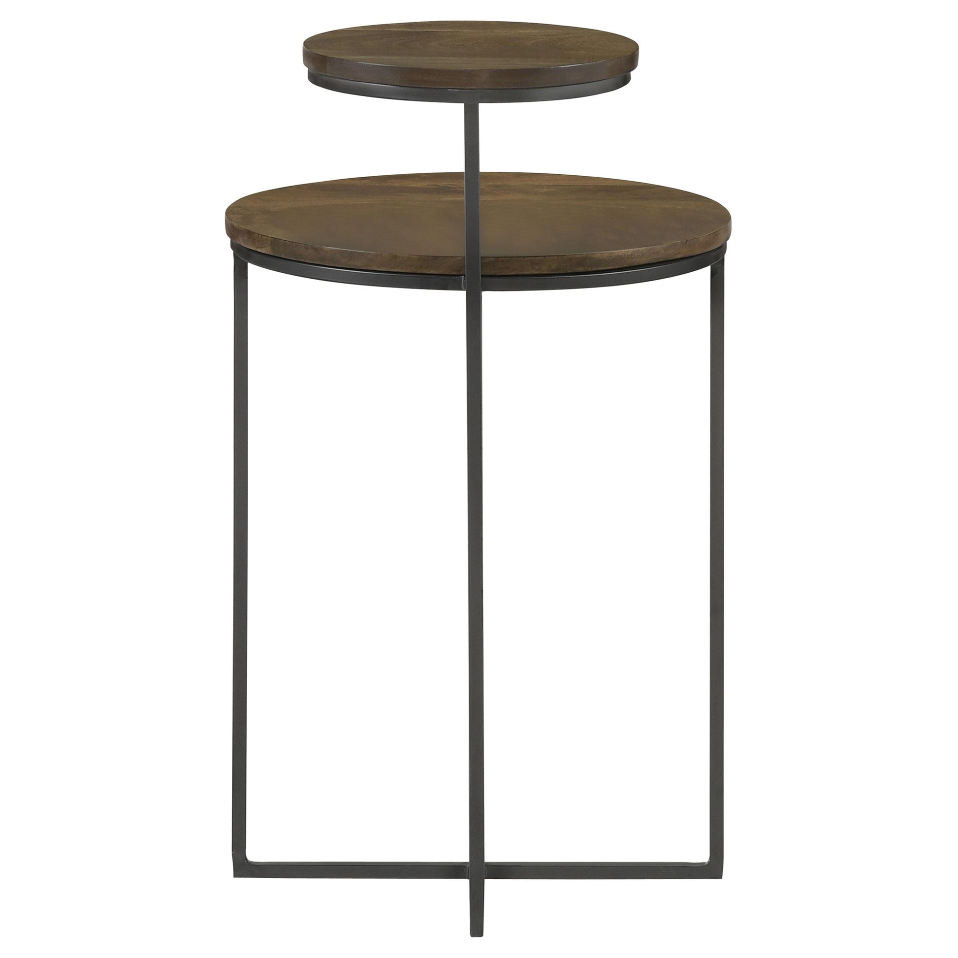  Coaster Furniture Yael 935980 Round Mango Wood Accent Side Table - Natural and Gunmetal IMAGE 2
