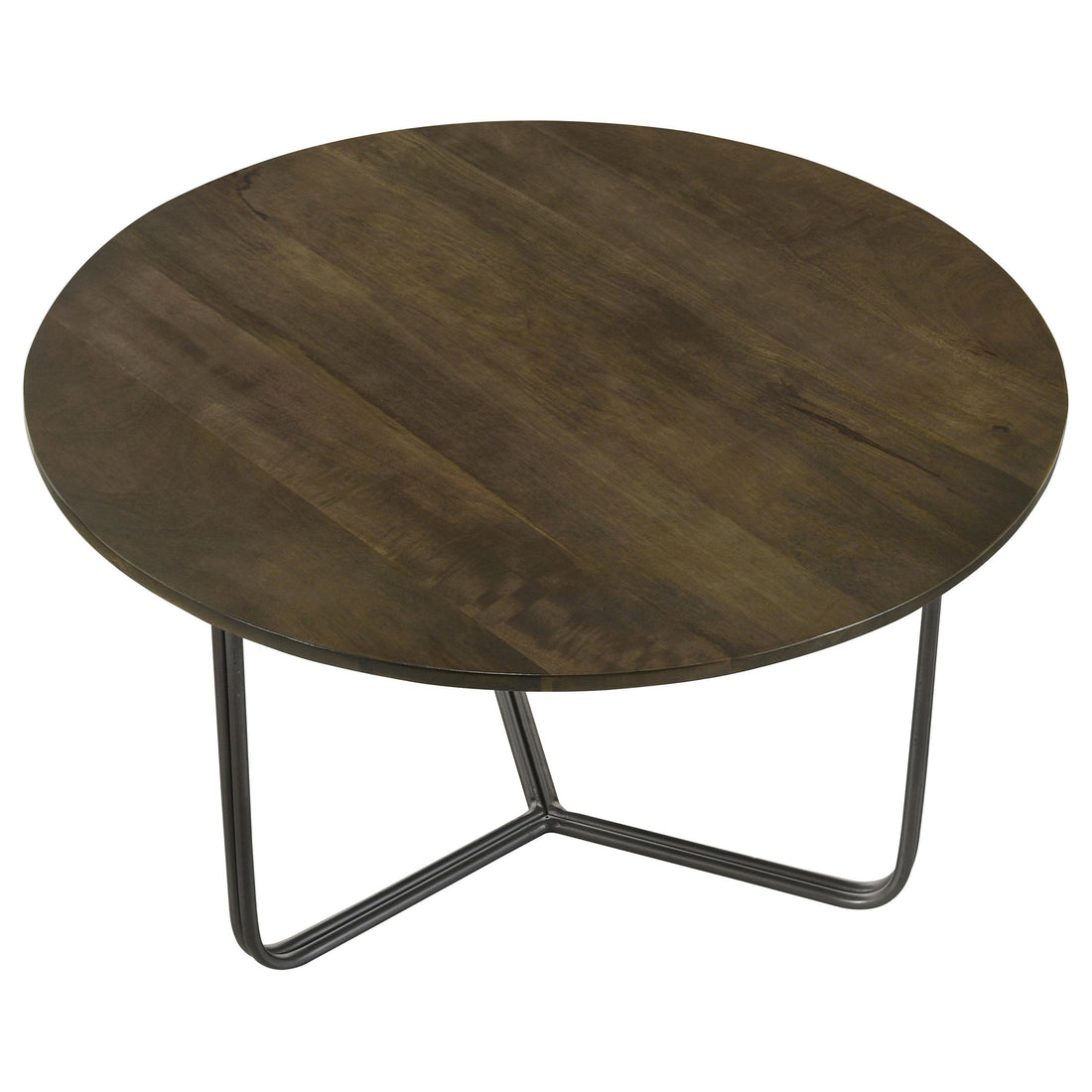  Coaster Furniture Yaritza 935995 Round Mango Wood Coffee Table - Natural and Gunmetal IMAGE 1