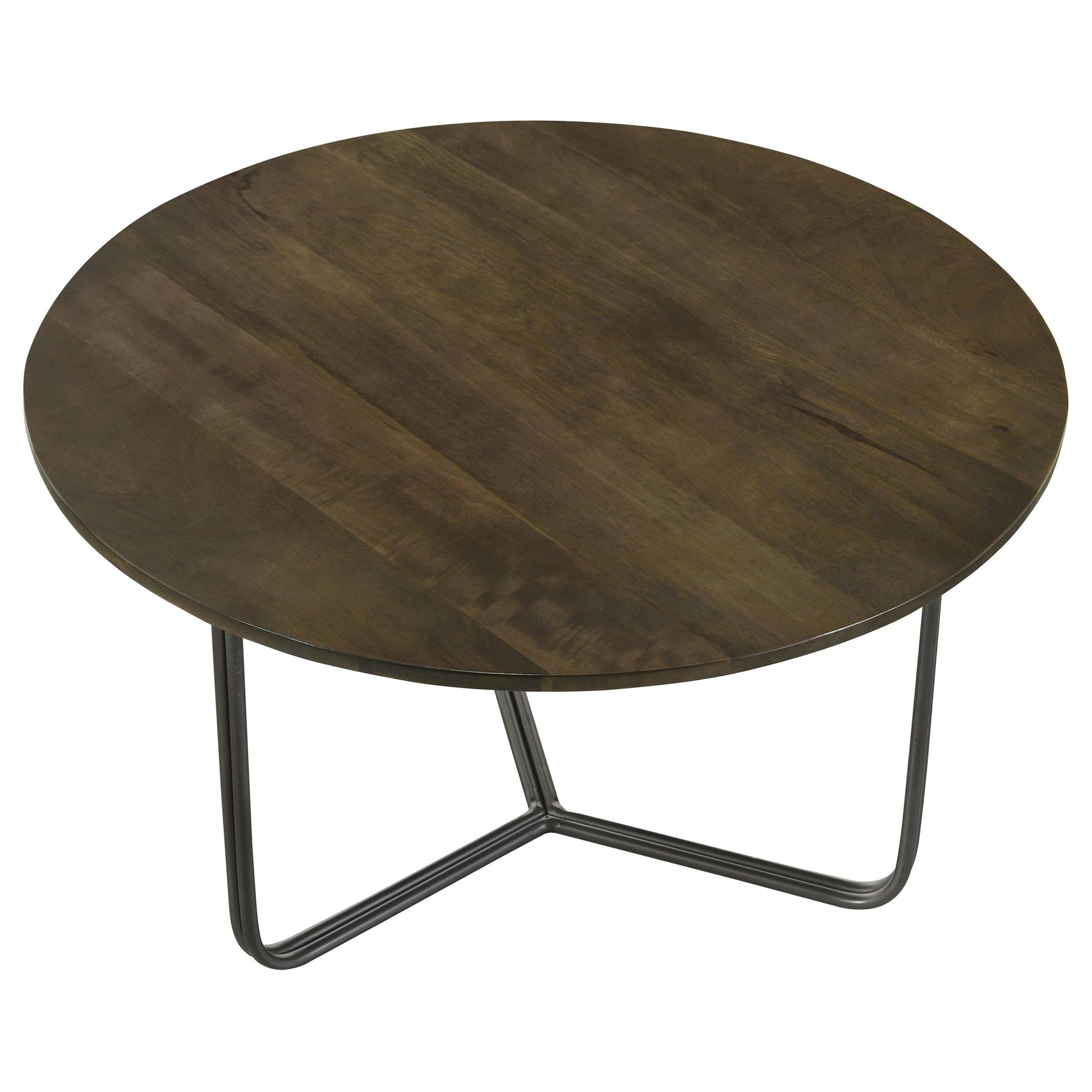  Coaster Furniture Yaritza 935995 Round Mango Wood Coffee Table - Natural and Gunmetal IMAGE 2