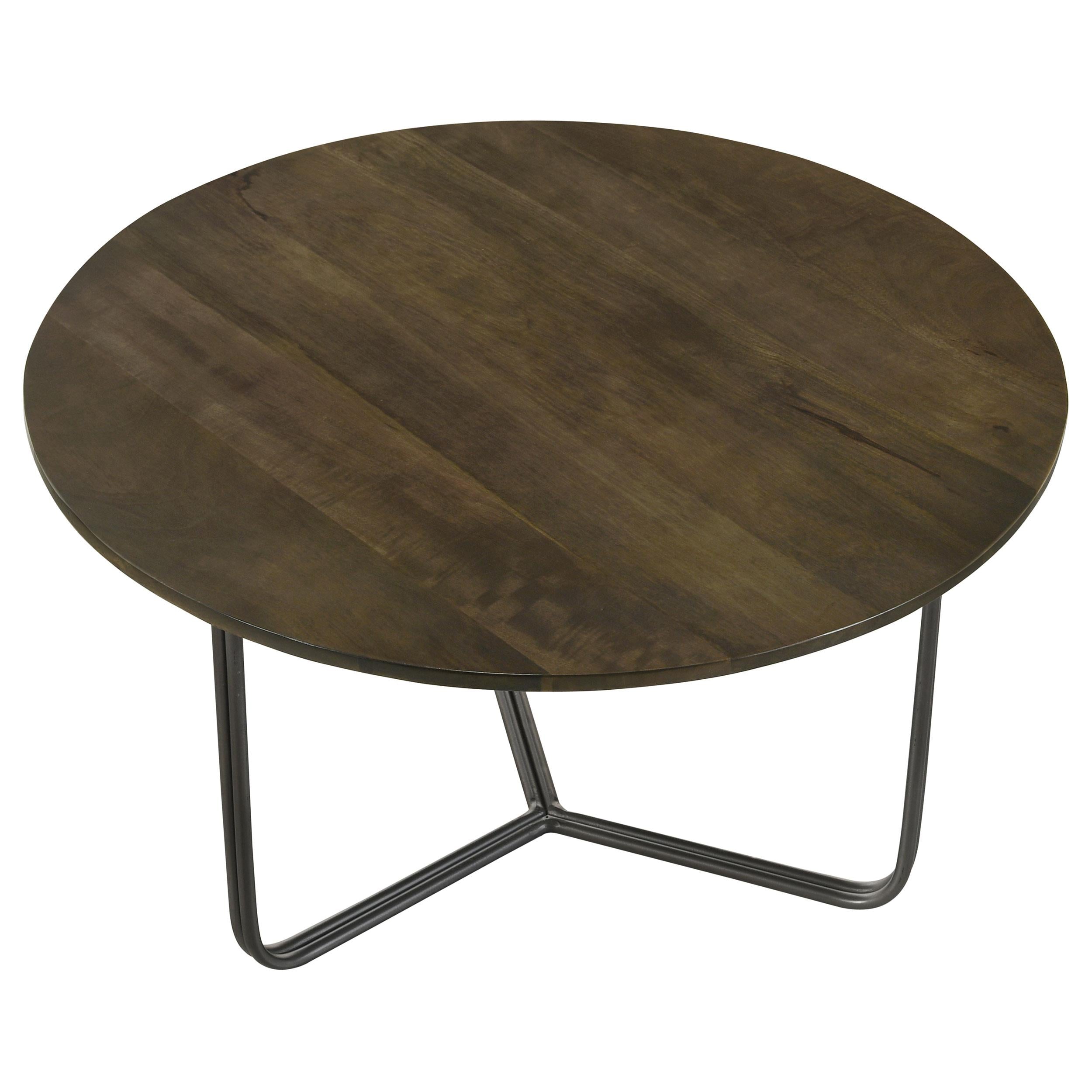  Coaster Furniture Yaritza 935995 Round Mango Wood Coffee Table - Natural and Gunmetal IMAGE 2