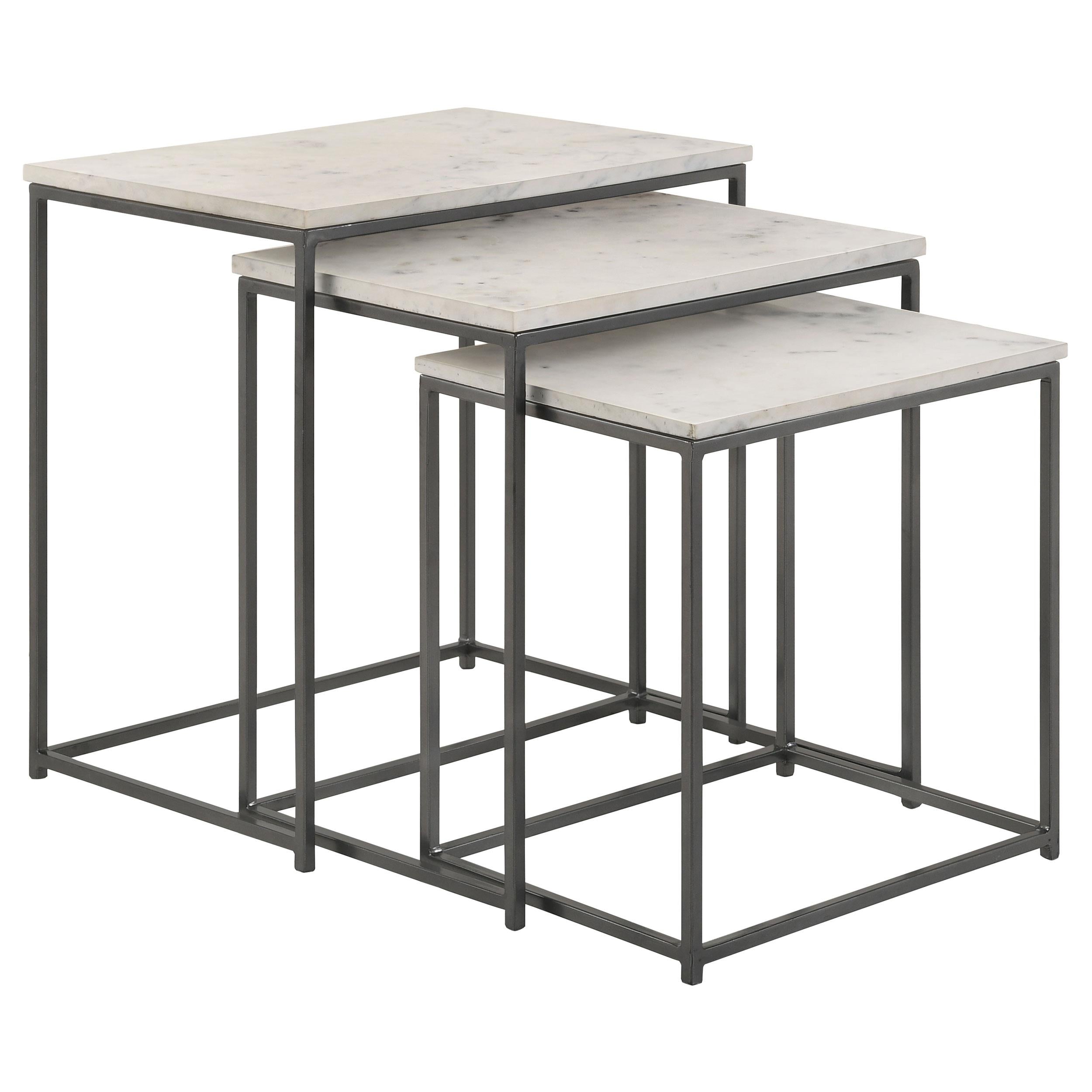  Coaster Furniture Medora 936016 3-piece Marble Top Nesting Table Set - White IMAGE 1