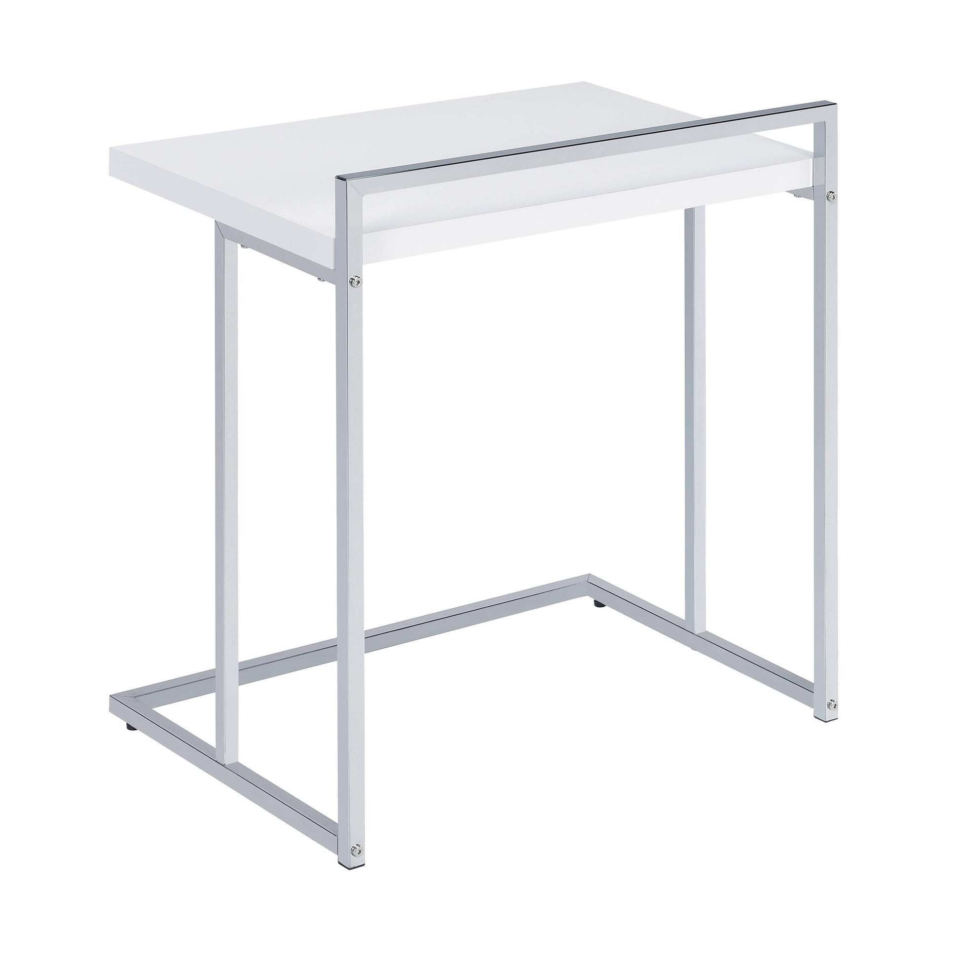  Coaster Furniture Dani 936118 Rectangular C-Shaped Sofa Side Table - White High Gloss IMAGE 2