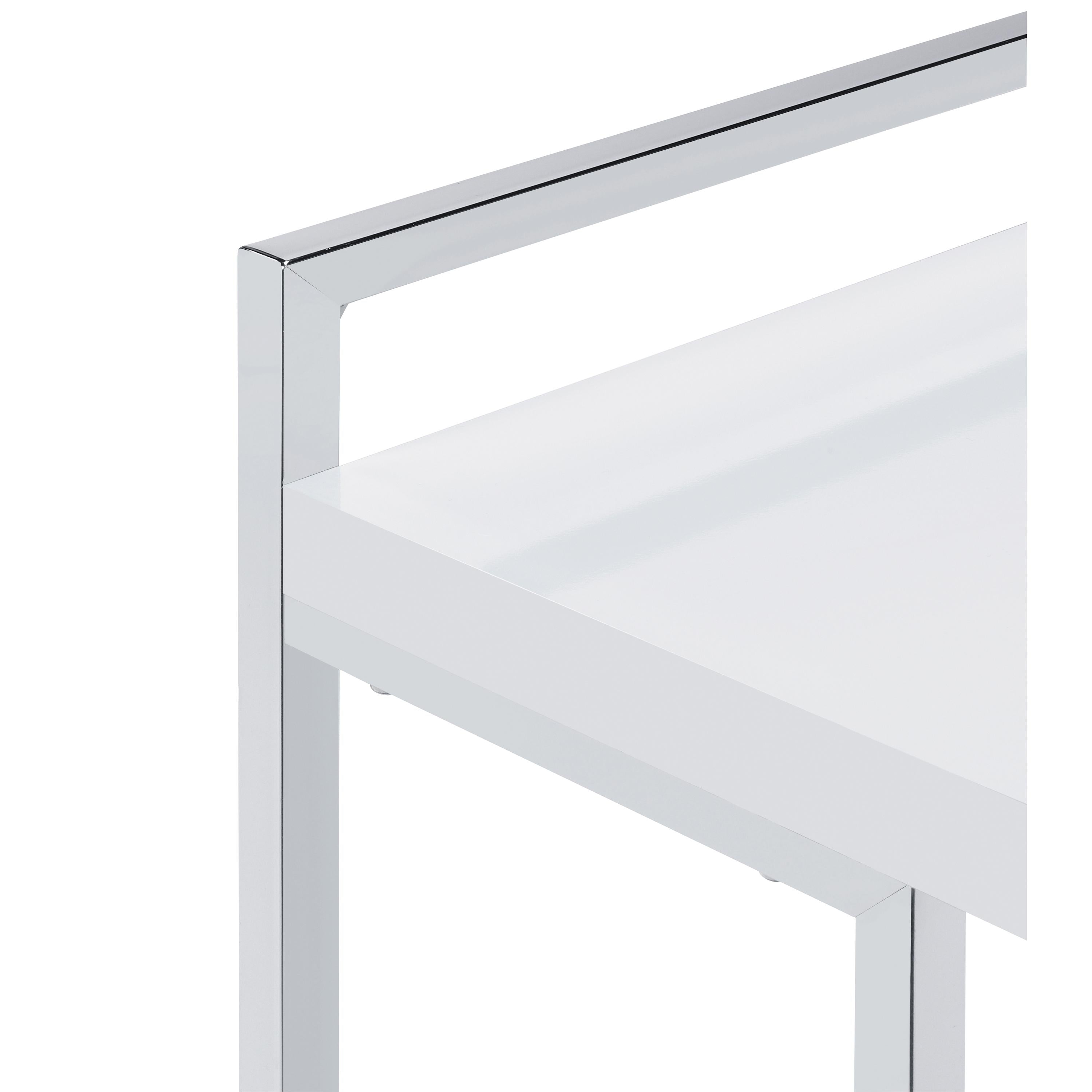  Coaster Furniture Dani 936118 Rectangular C-Shaped Sofa Side Table - White High Gloss IMAGE 3