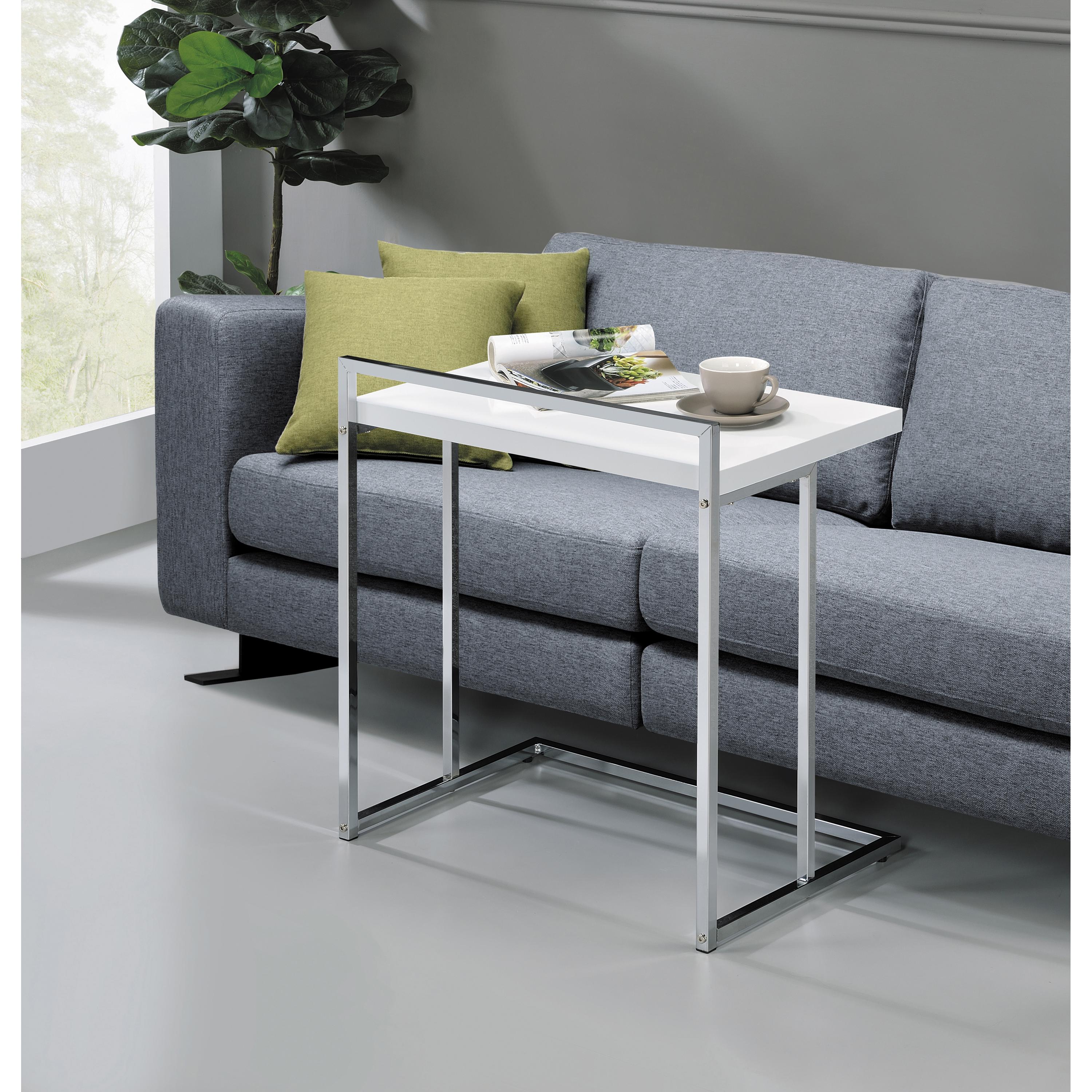  Coaster Furniture Dani 936118 Rectangular C-Shaped Sofa Side Table - White High Gloss IMAGE 4