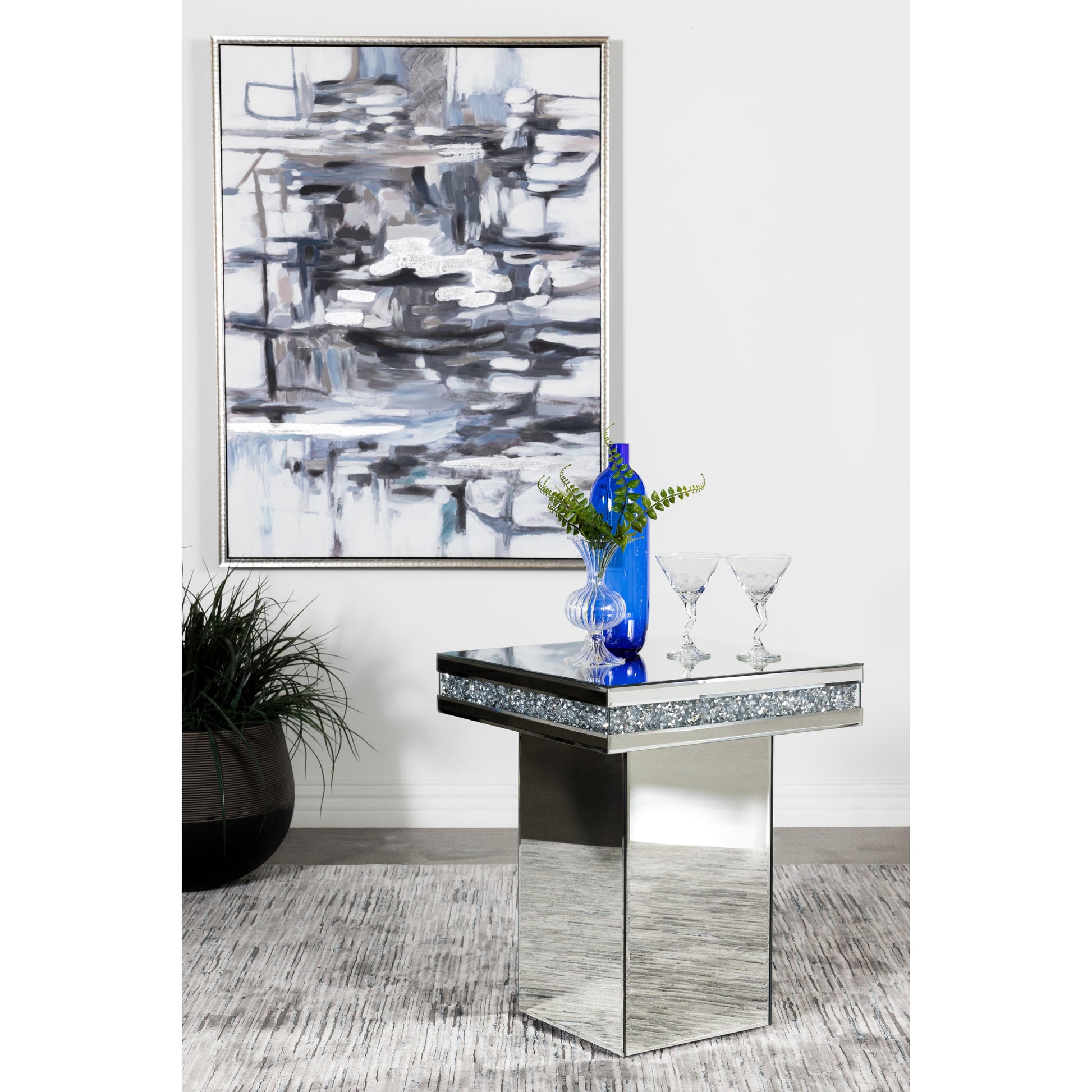  Coaster Furniture Elora 936137 Square Mirrored Accent Side Table - Silver IMAGE 3