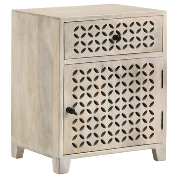  Coaster Furniture August 953569 1-Drawer Trellis Pattern Storage Cabinet - White Washed IMAGE 1