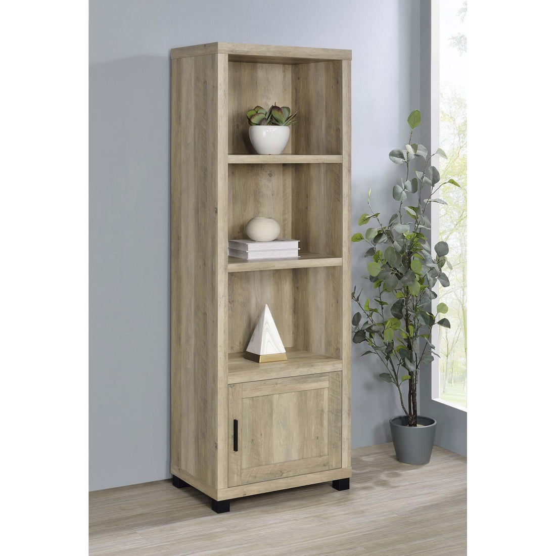  Coaster Furniture Sachin 707746 3-shelf Engineered Wood Media Tower - Distressed Pine IMAGE 1