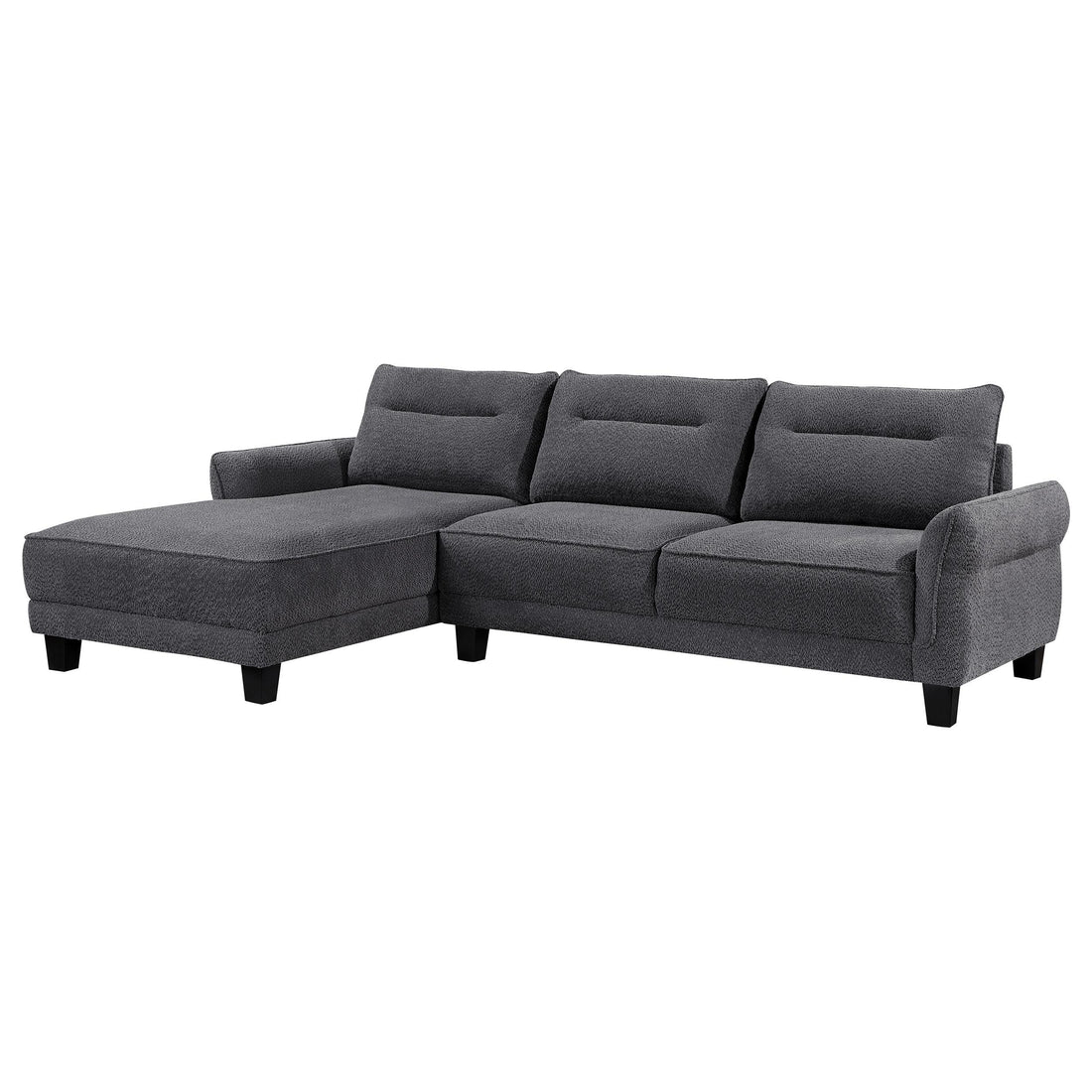 Coaster Furniture Caspian 509540 Upholstered Curved Arm Chaise Sectional Sofa - Grey IMAGE 1