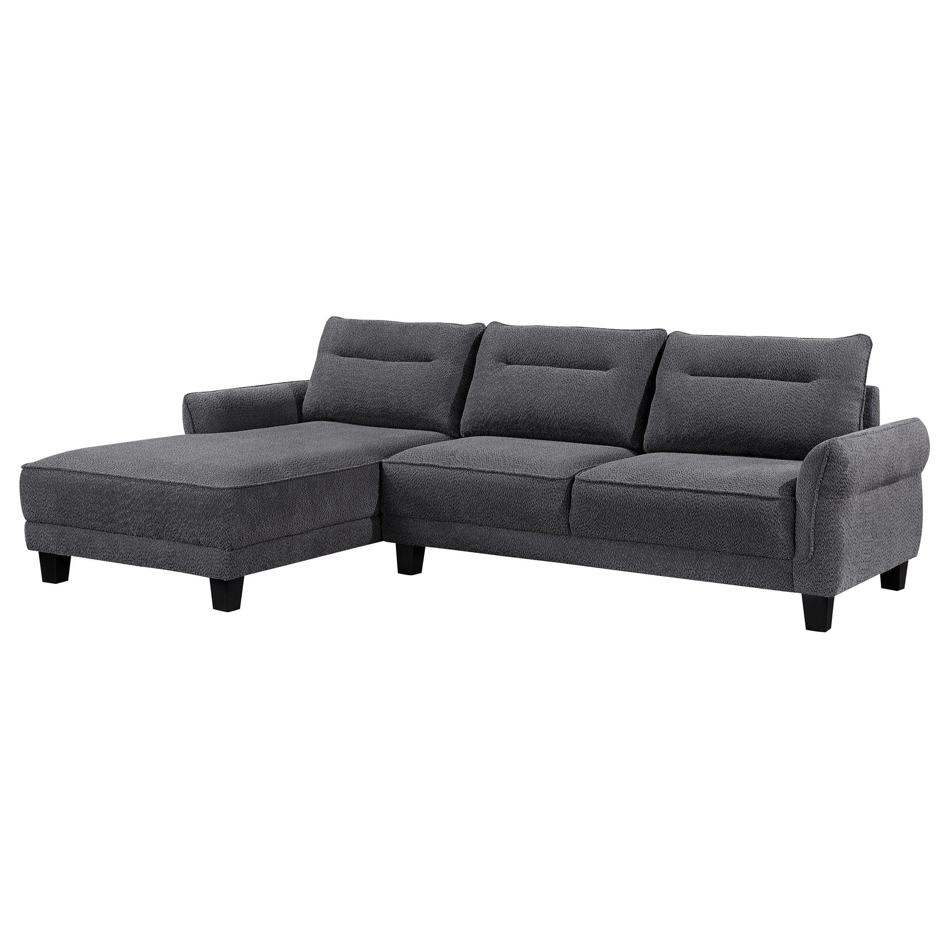  Coaster Furniture Caspian 509540 Upholstered Curved Arm Chaise Sectional Sofa - Grey IMAGE 1