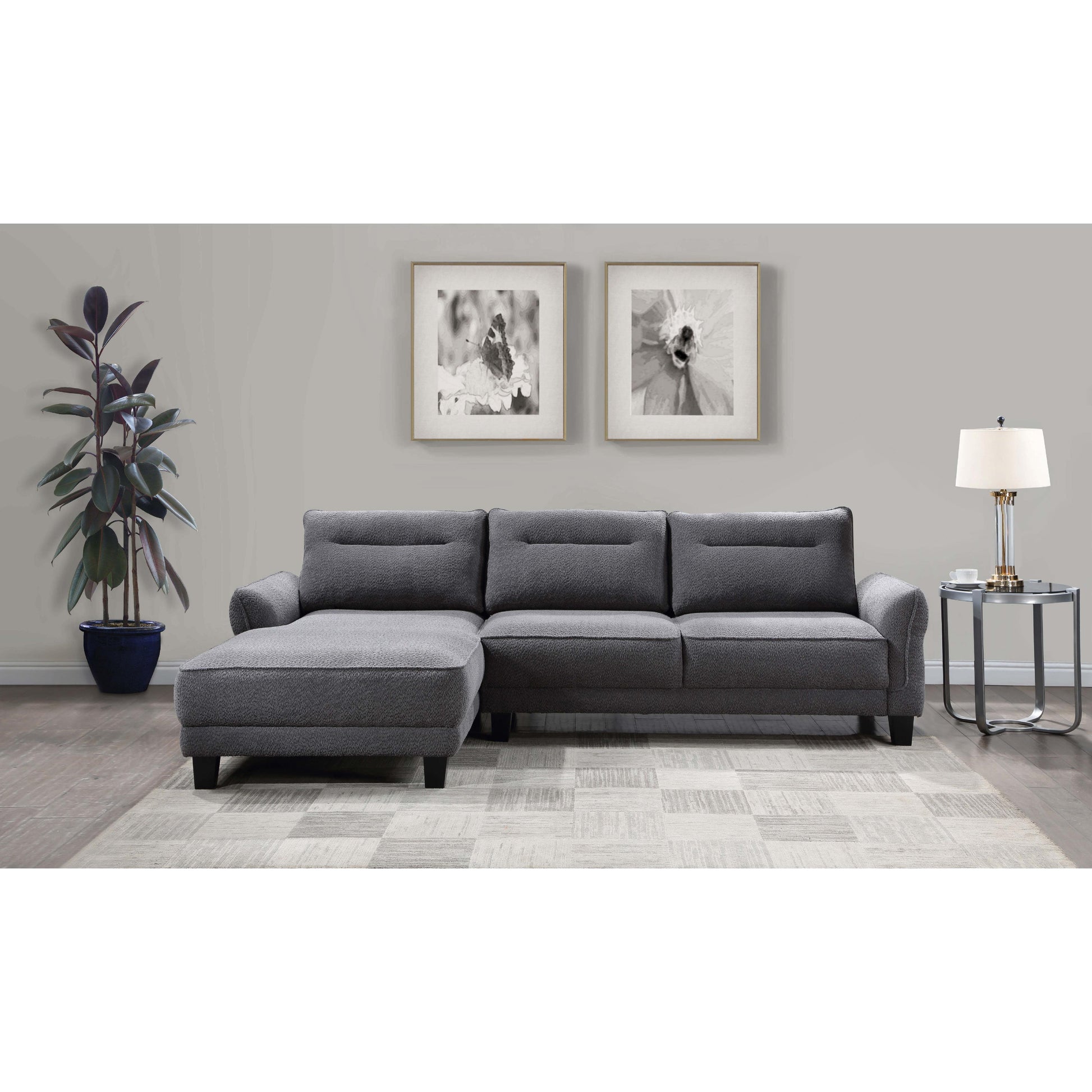  Coaster Furniture Caspian 509540 Upholstered Curved Arm Chaise Sectional Sofa - Grey IMAGE 14
