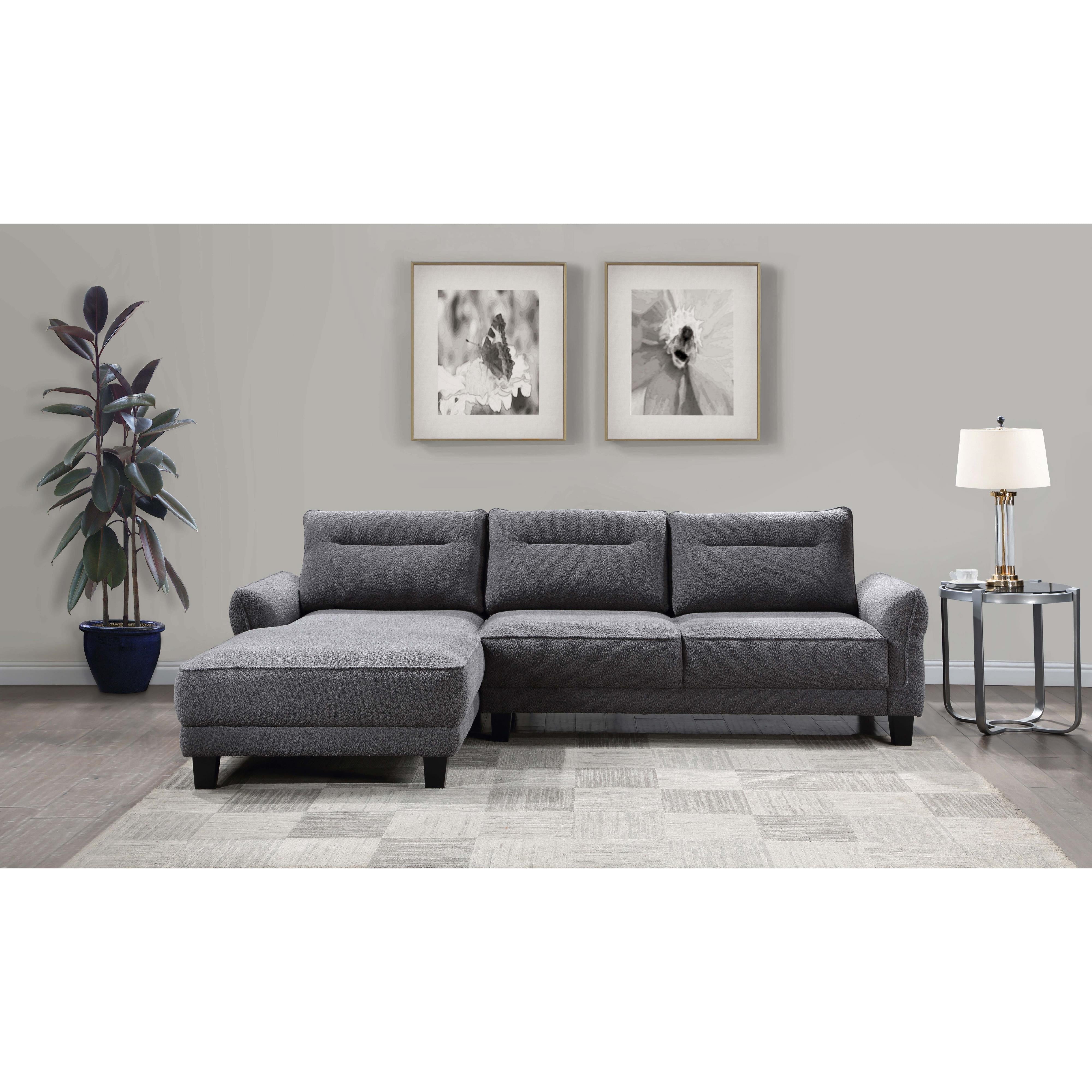  Coaster Furniture Caspian 509540 Upholstered Curved Arm Chaise Sectional Sofa - Grey IMAGE 14