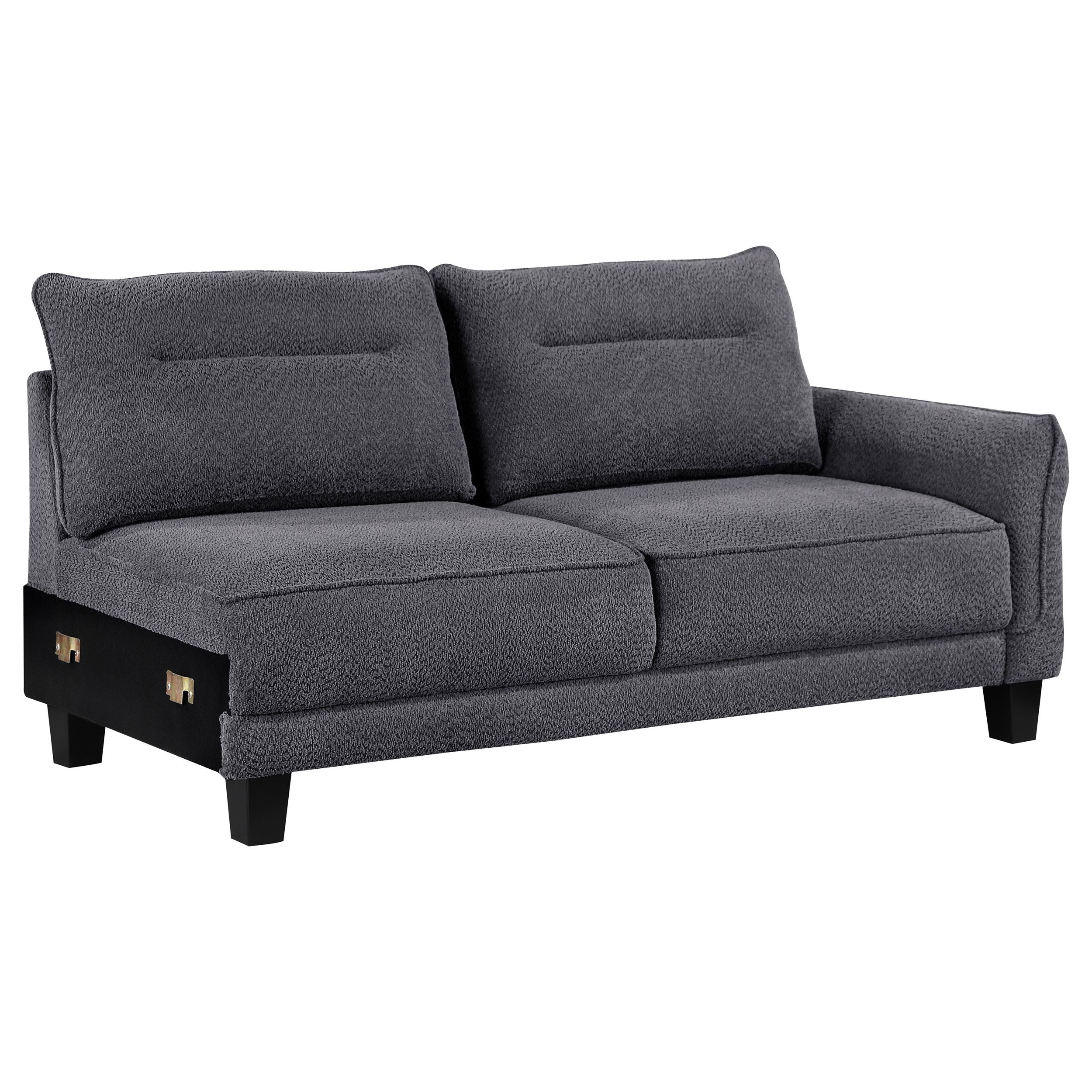  Coaster Furniture Caspian 509540 Upholstered Curved Arm Chaise Sectional Sofa - Grey IMAGE 3