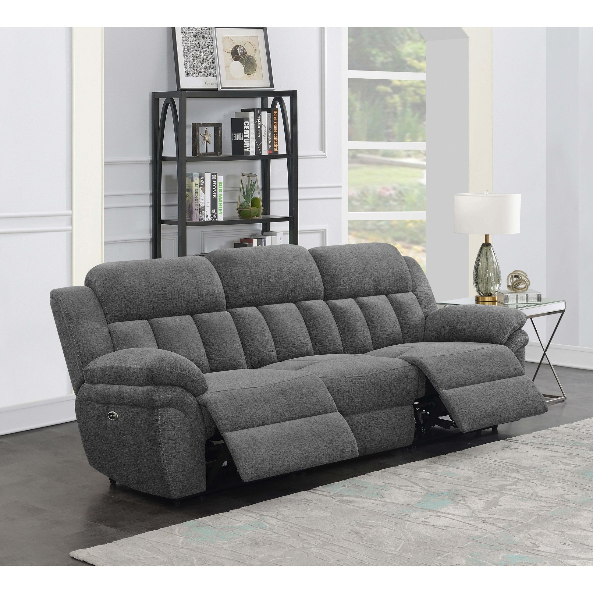  Coaster Furniture Bahrain 609541P Upholstered Power Sofa - Charcoal IMAGE 2
