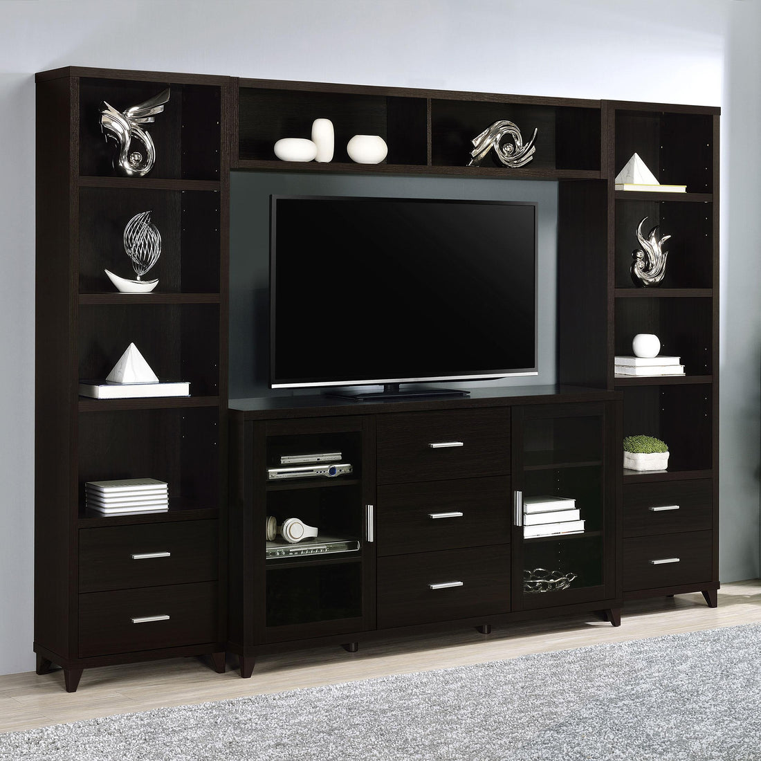  Coaster Furniture Lewes 700881-S4 4 pc Entertainment Center - Cappuccino IMAGE 1