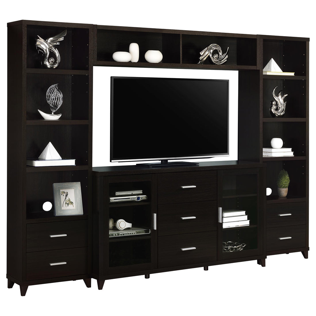 Coaster Furniture Lewes 700881-S4 4 pc Entertainment Center - Cappuccino IMAGE 1