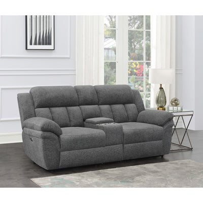  Coaster Furniture Bahrain 609542P Upholstered Power Loveseat - Charcoal IMAGE 1