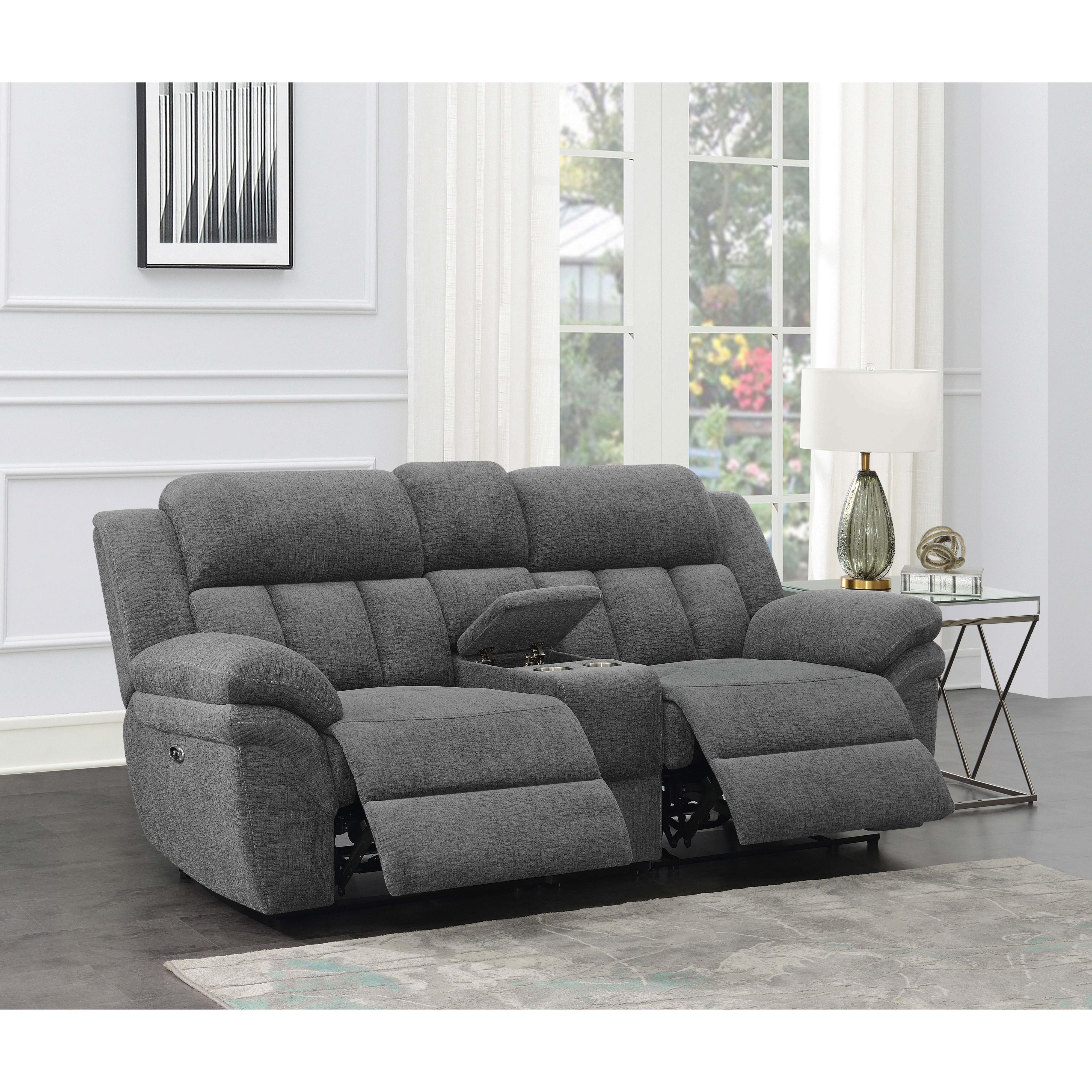  Coaster Furniture Bahrain 609542P Upholstered Power Loveseat - Charcoal IMAGE 2
