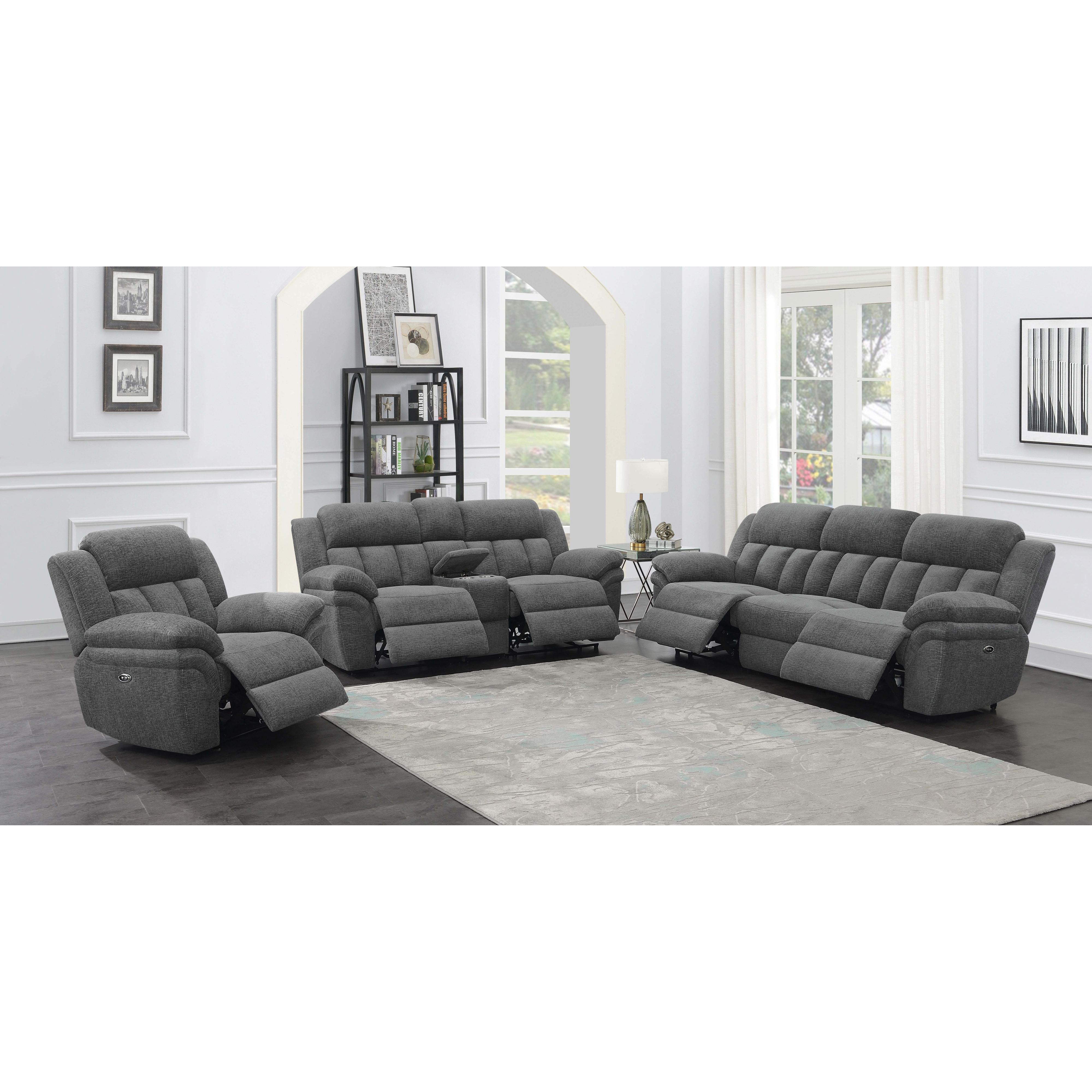  Coaster Furniture Bahrain 609542P Upholstered Power Loveseat - Charcoal IMAGE 4
