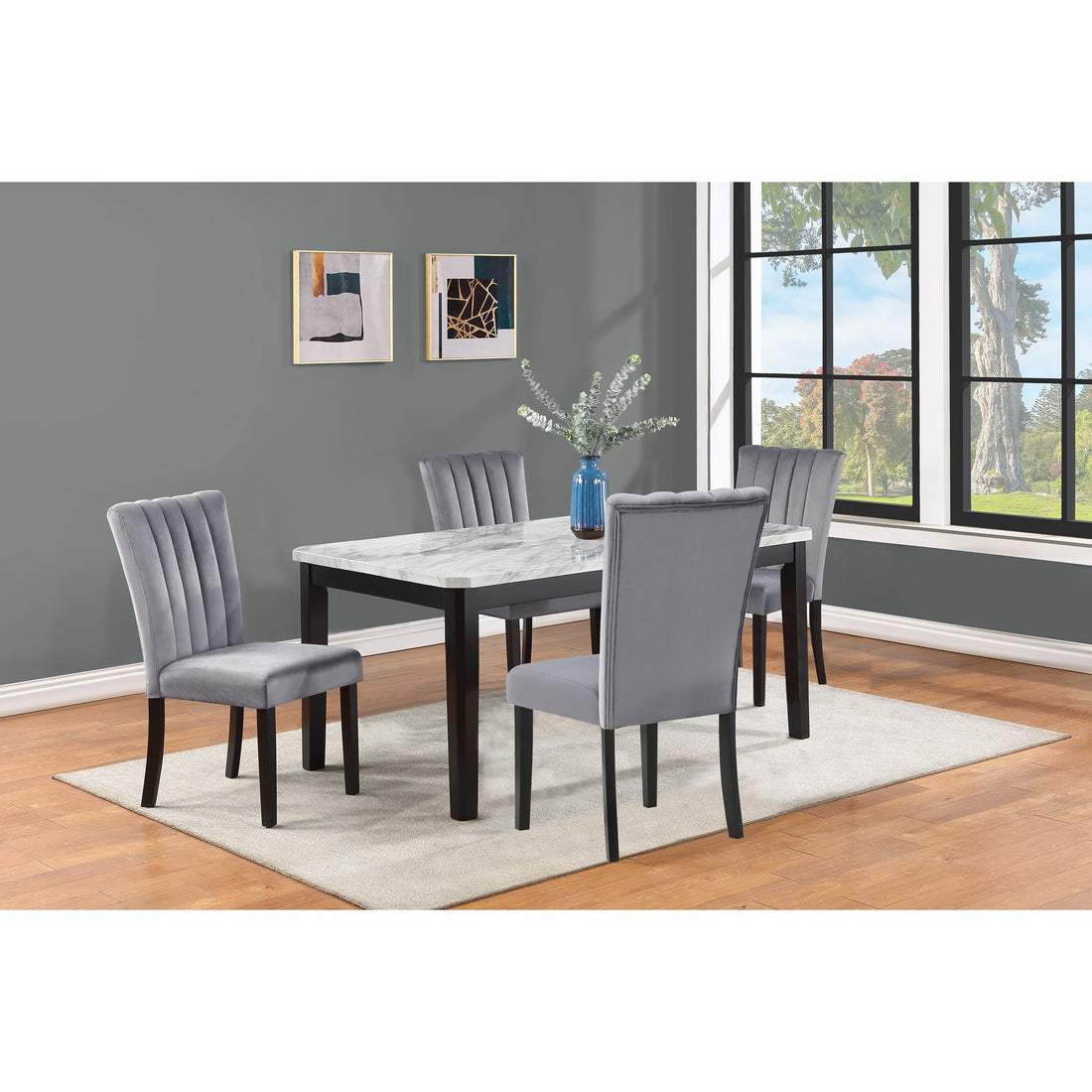  Crown Mark Pascal 2224T-3864 Dining Table - White/Black IMAGE 1