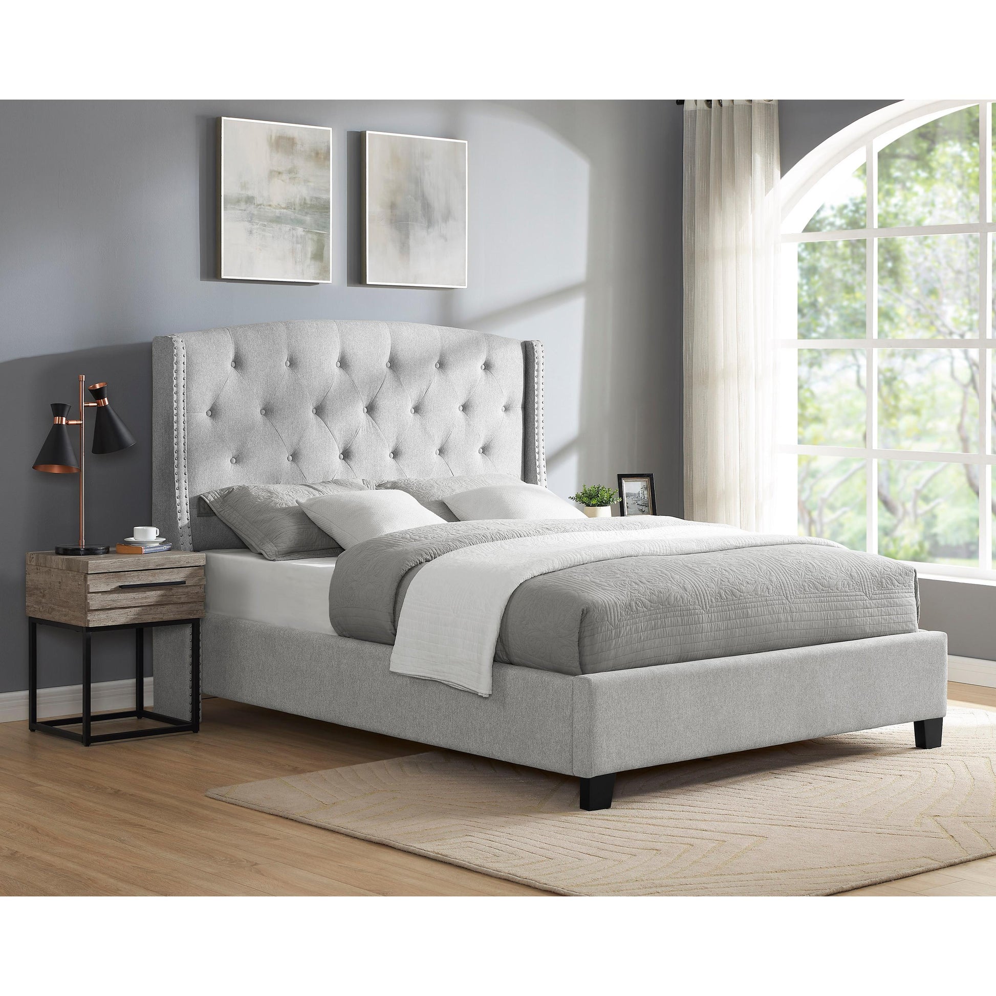  Size_King  -- Crown Mark Eva Upholstered Platform Bed IMAGE 2