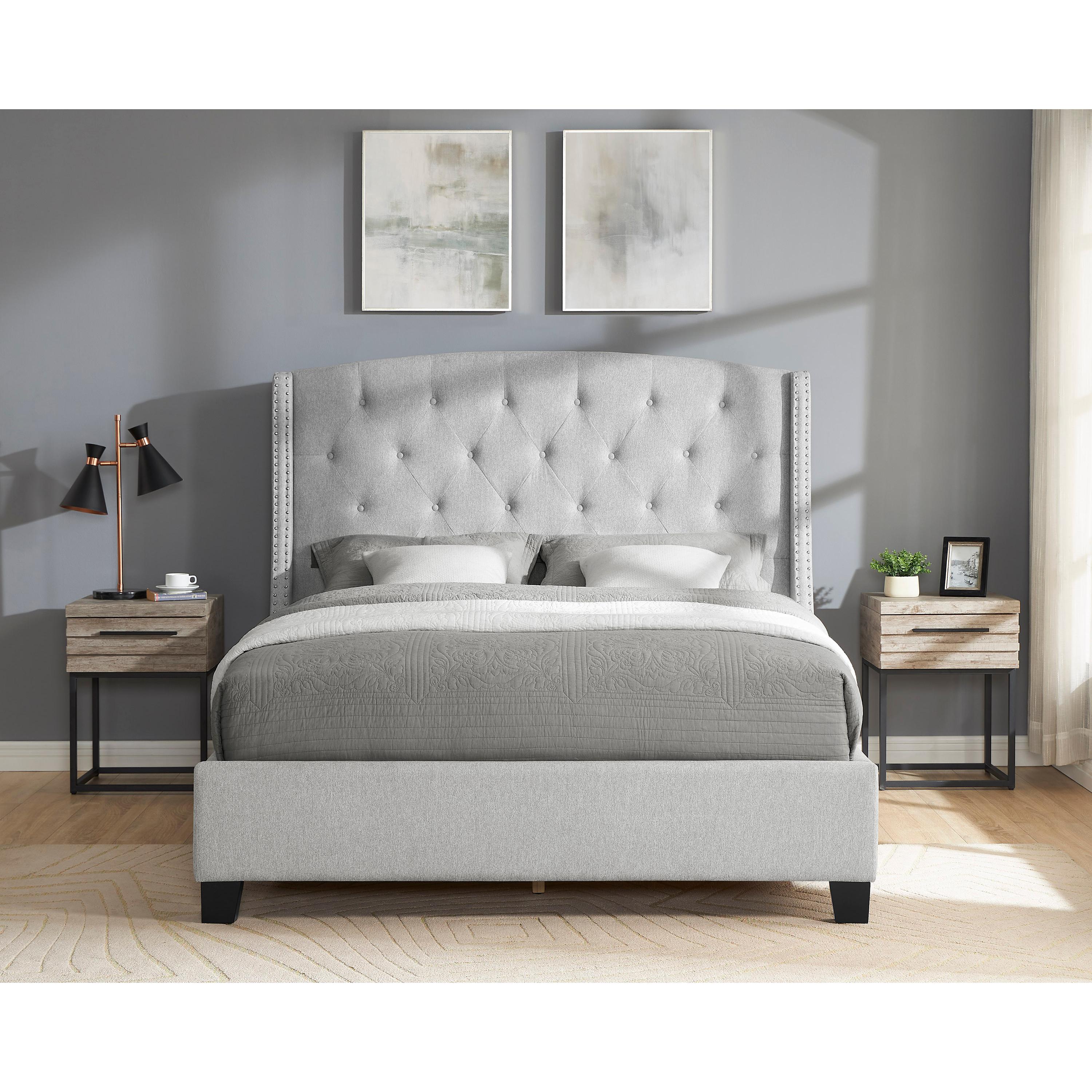  Size_Queen  -- Eva 5111DV-Q Queen Platform Bed - Dove Grey IMAGE 3