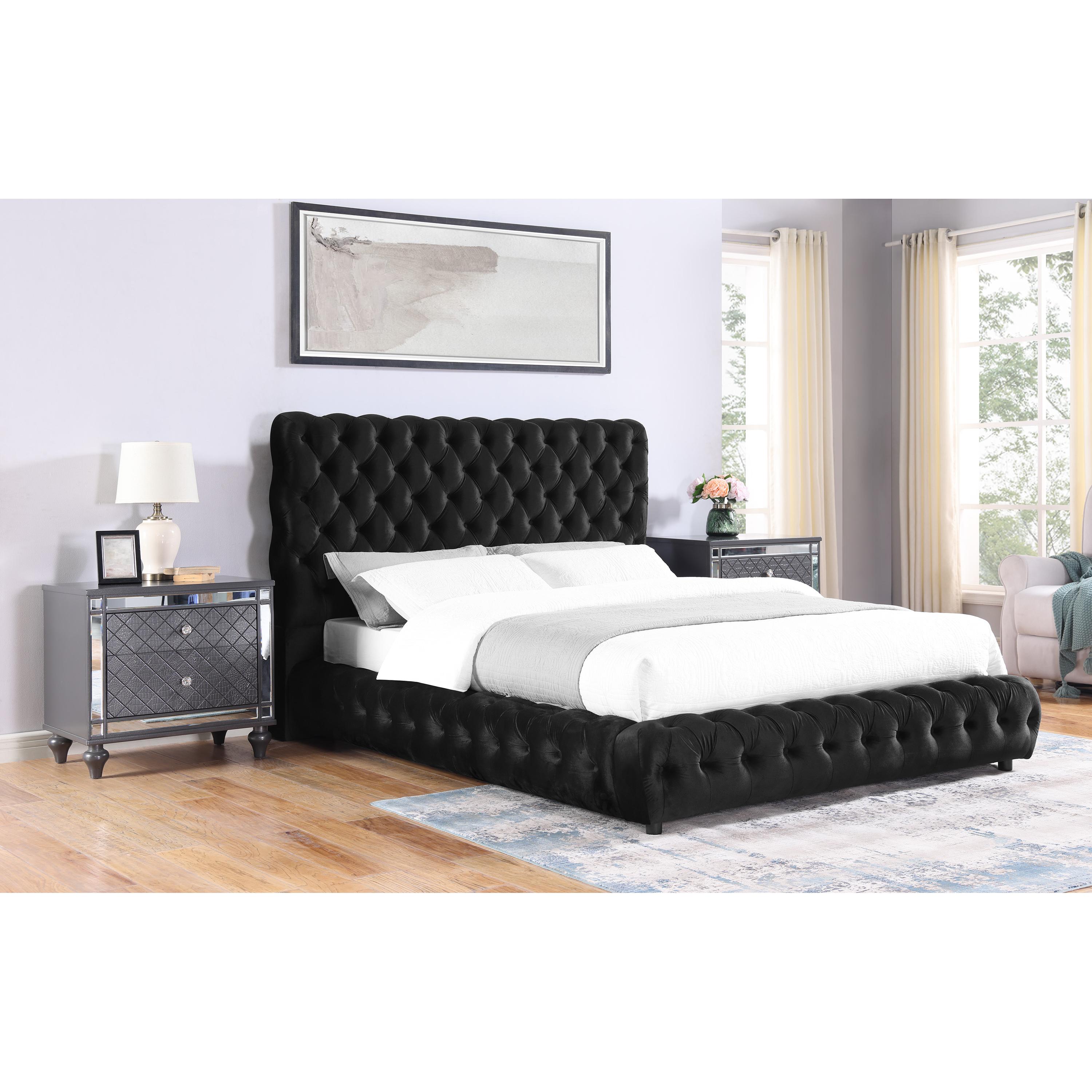  Size_Queen  -- Flory 5112BK-Q Queen Bed - Black IMAGE 2
